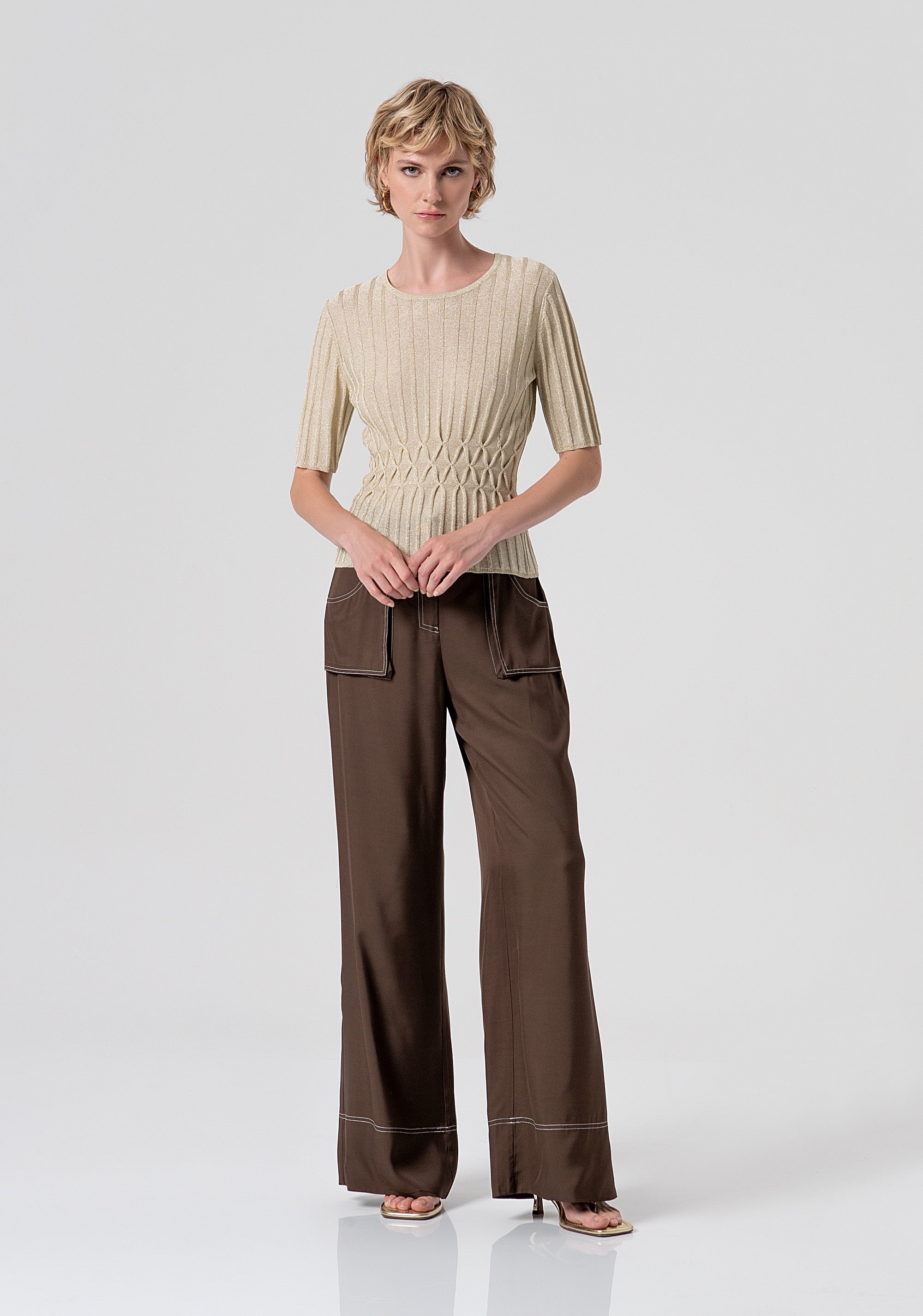 Maglia slim a costine con lurex FS26ST7004K414Q7-150 Fracomina