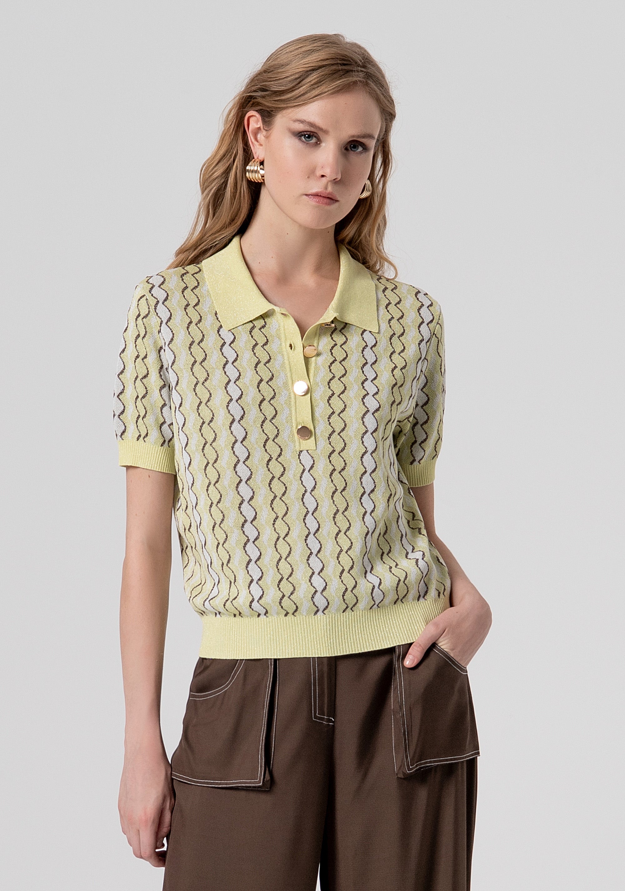Polo regular in maglia con jacquard FS26ST7005K414F8-210 Fracomina