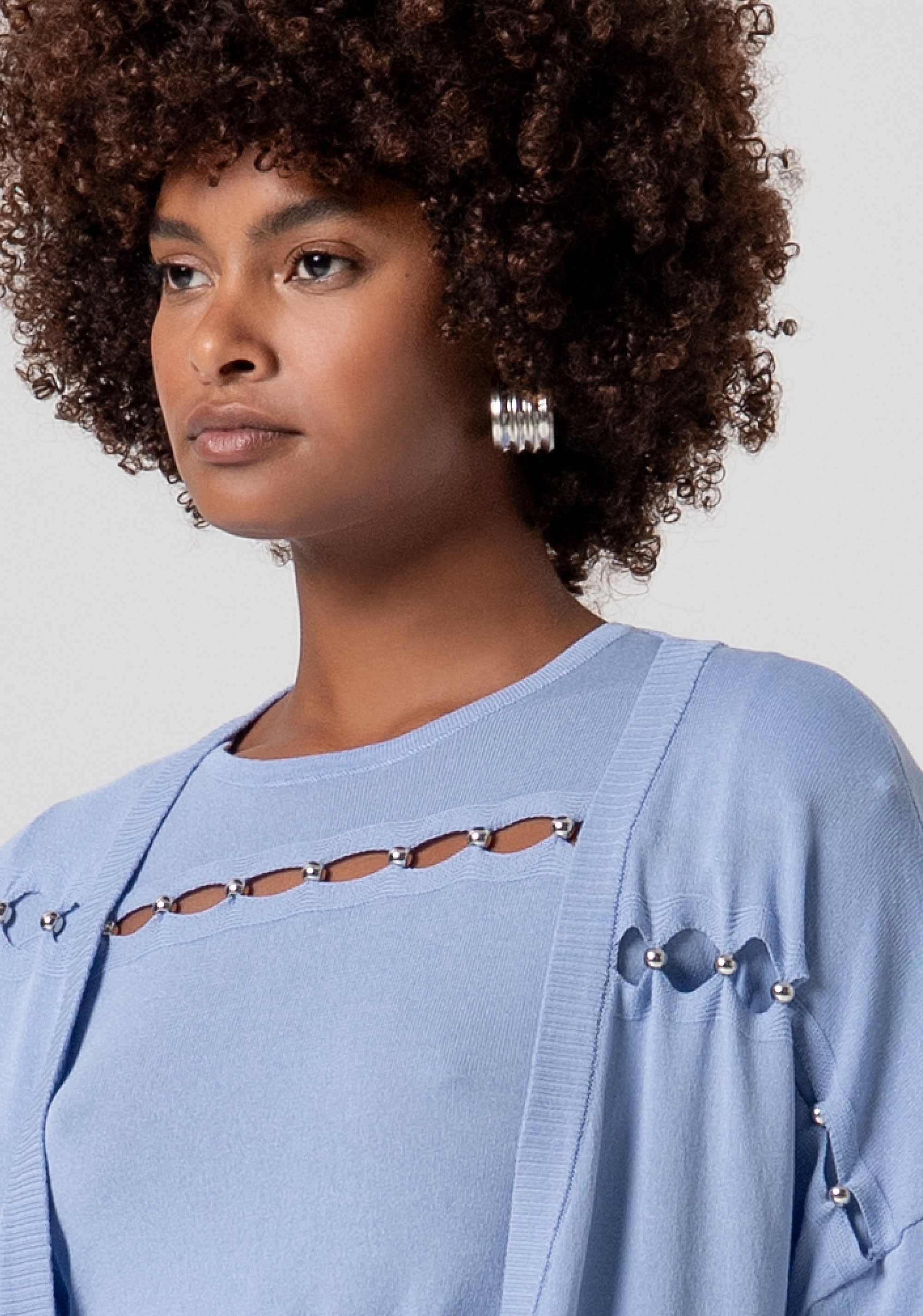 Cardigan aperto regular con cut out e perle FS26ST8001K41601-252 Fracomina