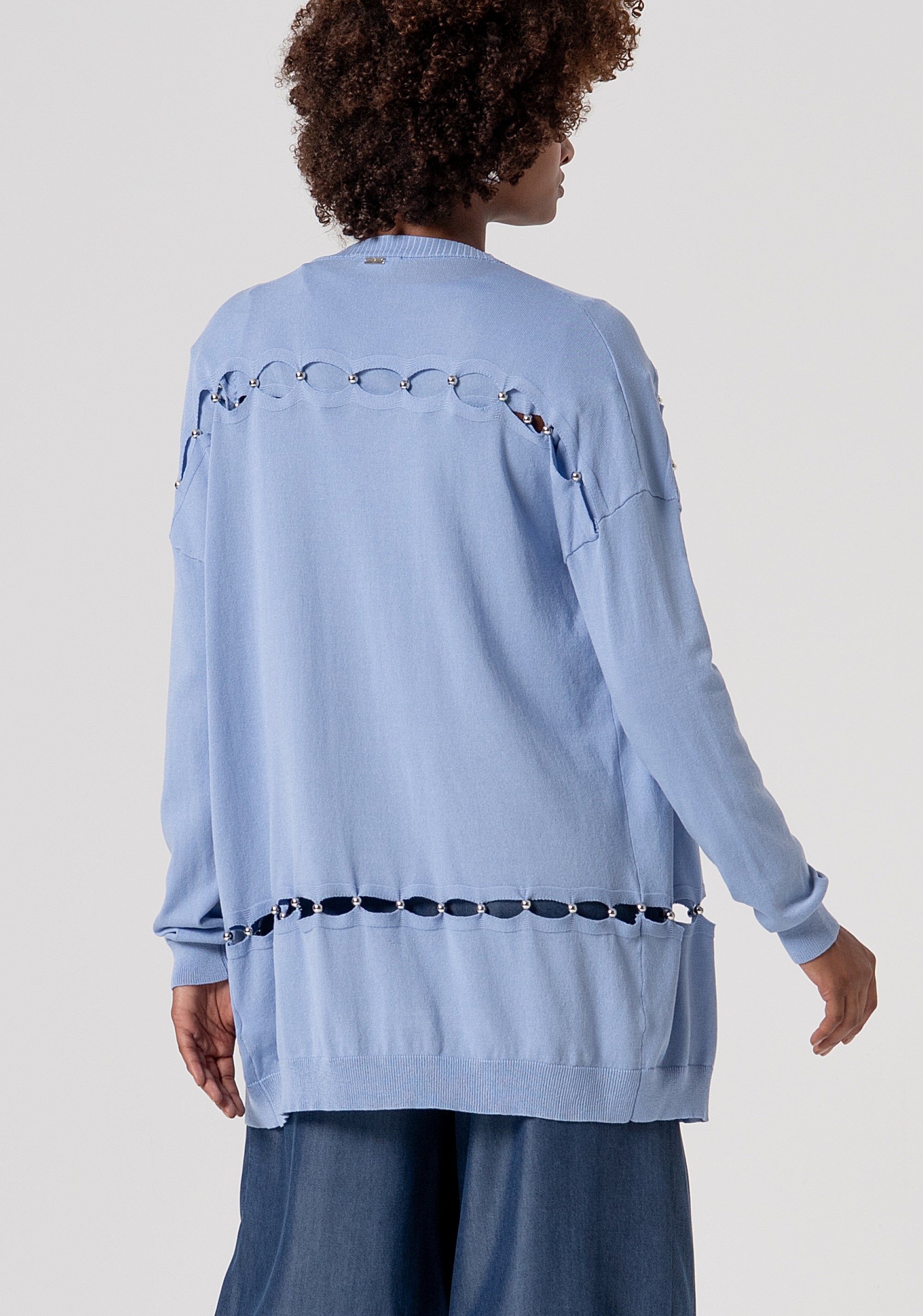 Cardigan aperto regular con cut out e perle FS26ST8001K41601-252 Fracomina