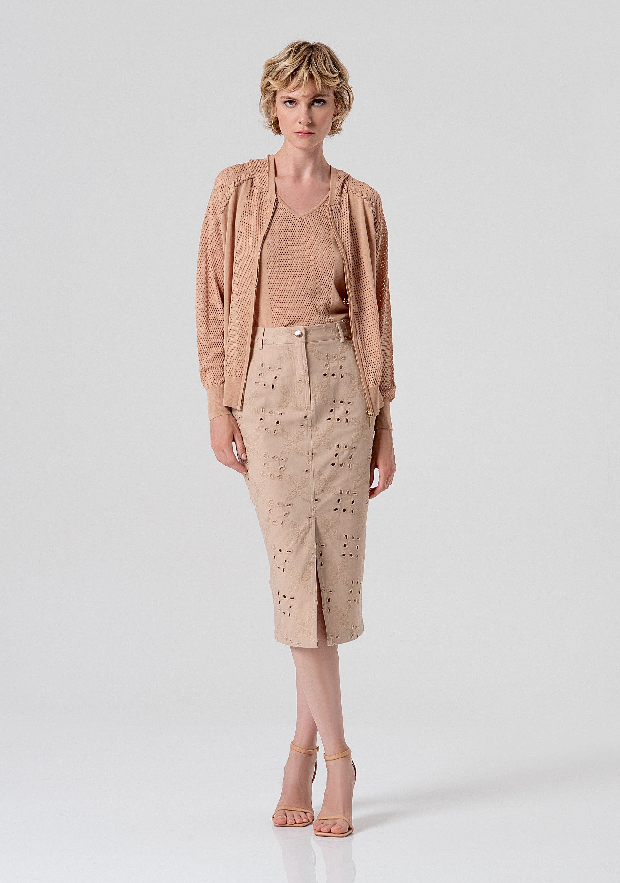 Cardigan regular con punto rete FS26ST8003K55601-050 Fracomina