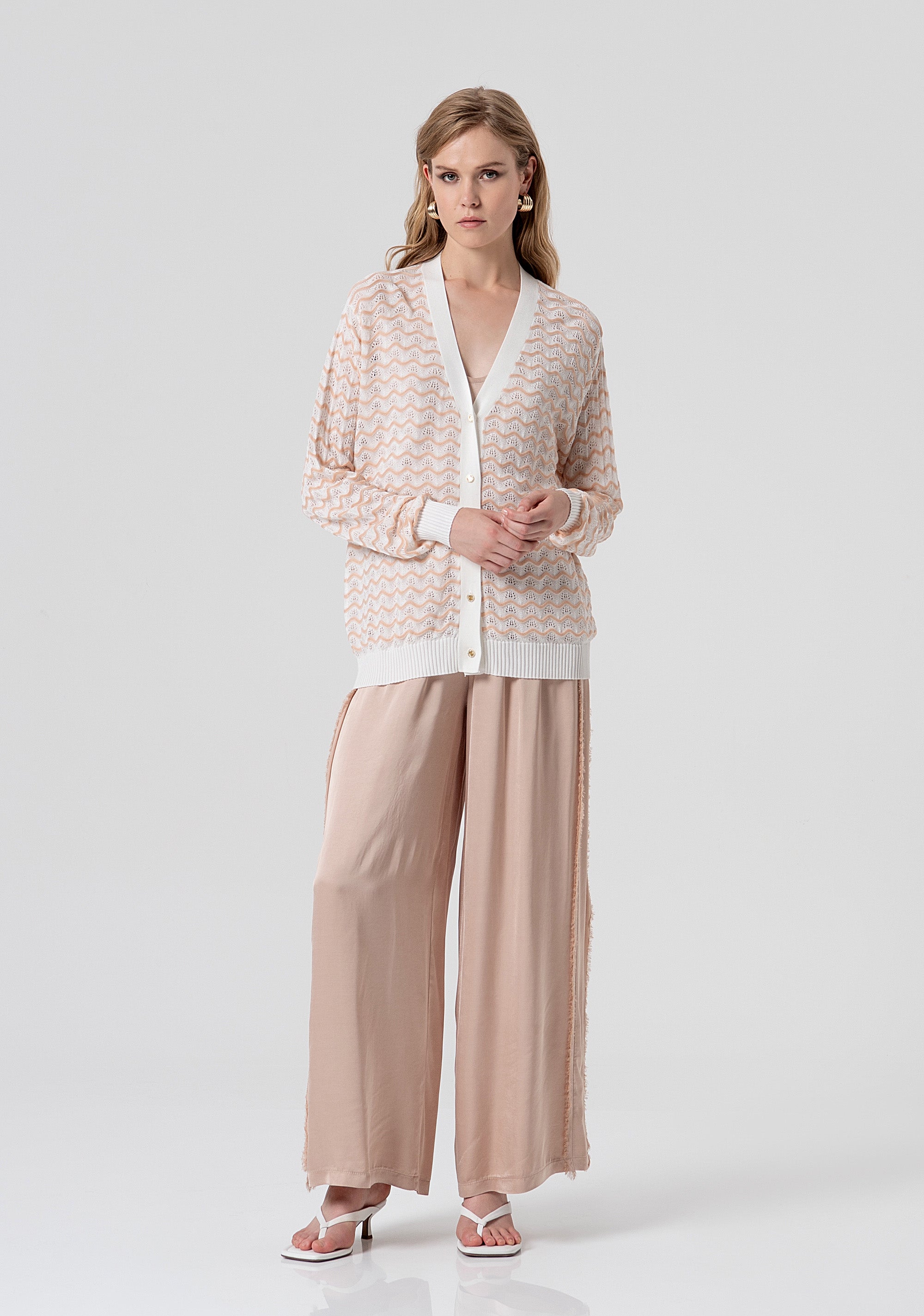 Cardigan regular lungo con punto traforato FS26ST8004K41501-281 Fracomina