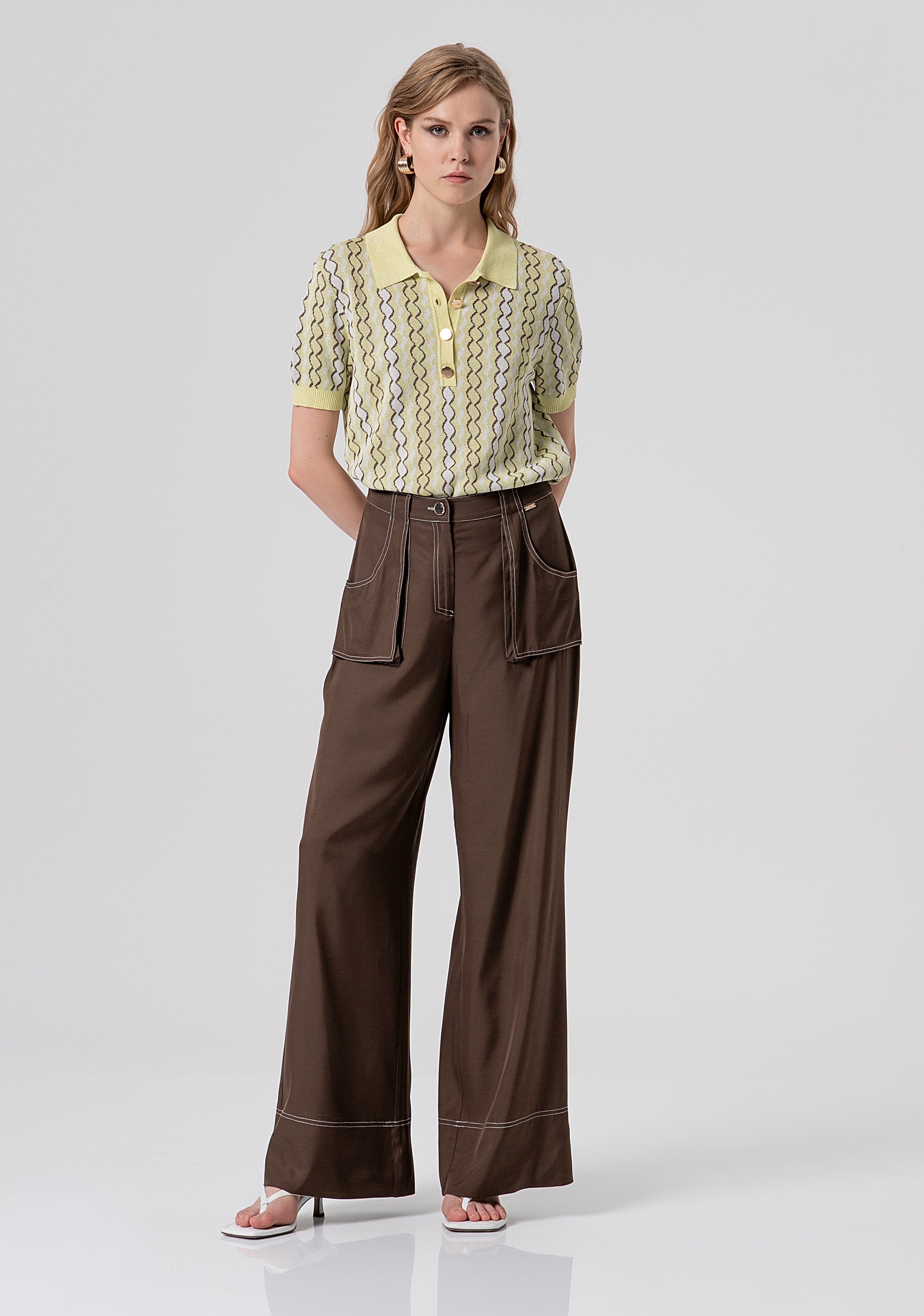 Pantalone flare a palazzo in viscosa FS26SV3008W84401-091 Fracomina