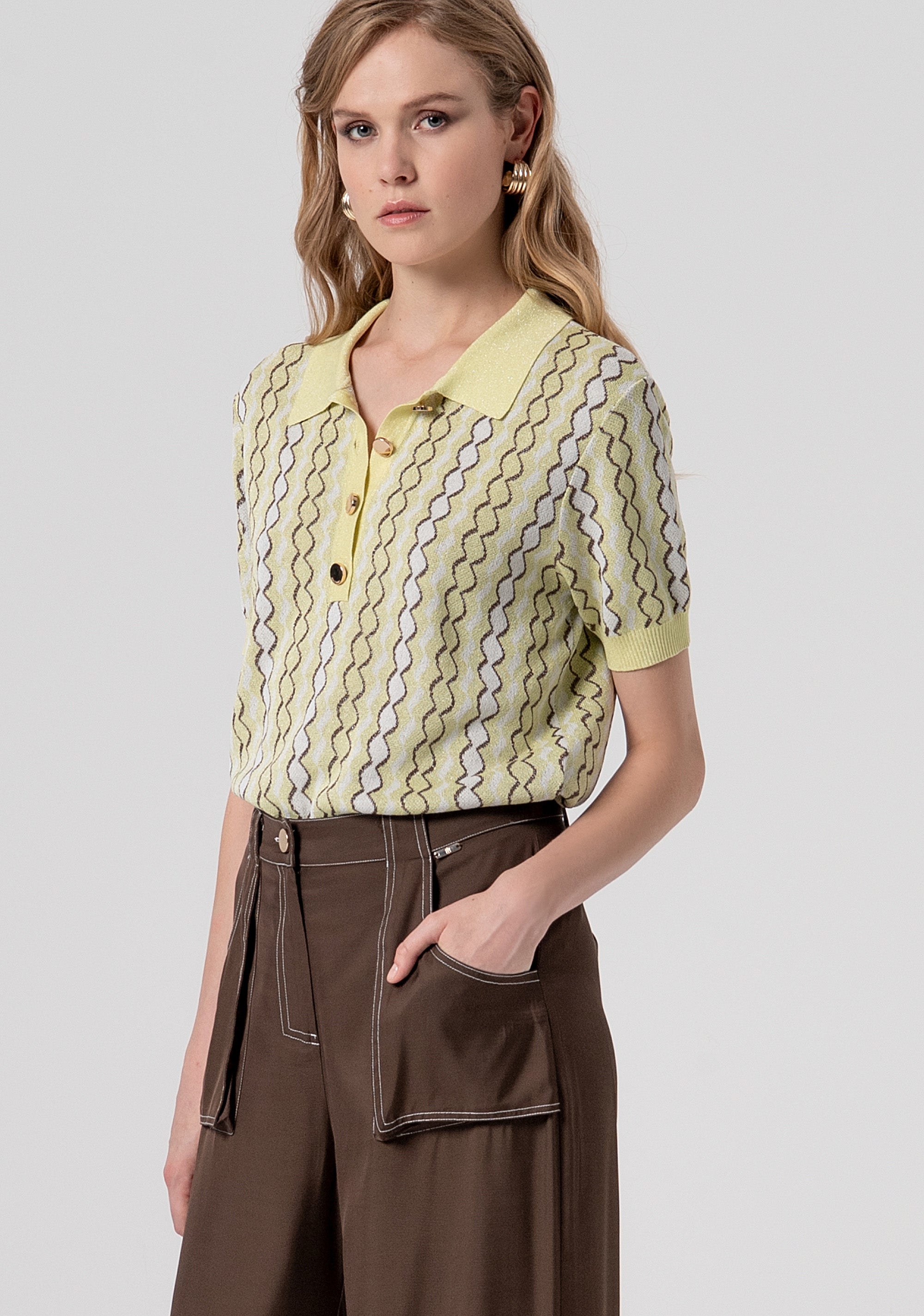 Pantalone flare a palazzo in viscosa FS26SV3008W84401-091 Fracomina