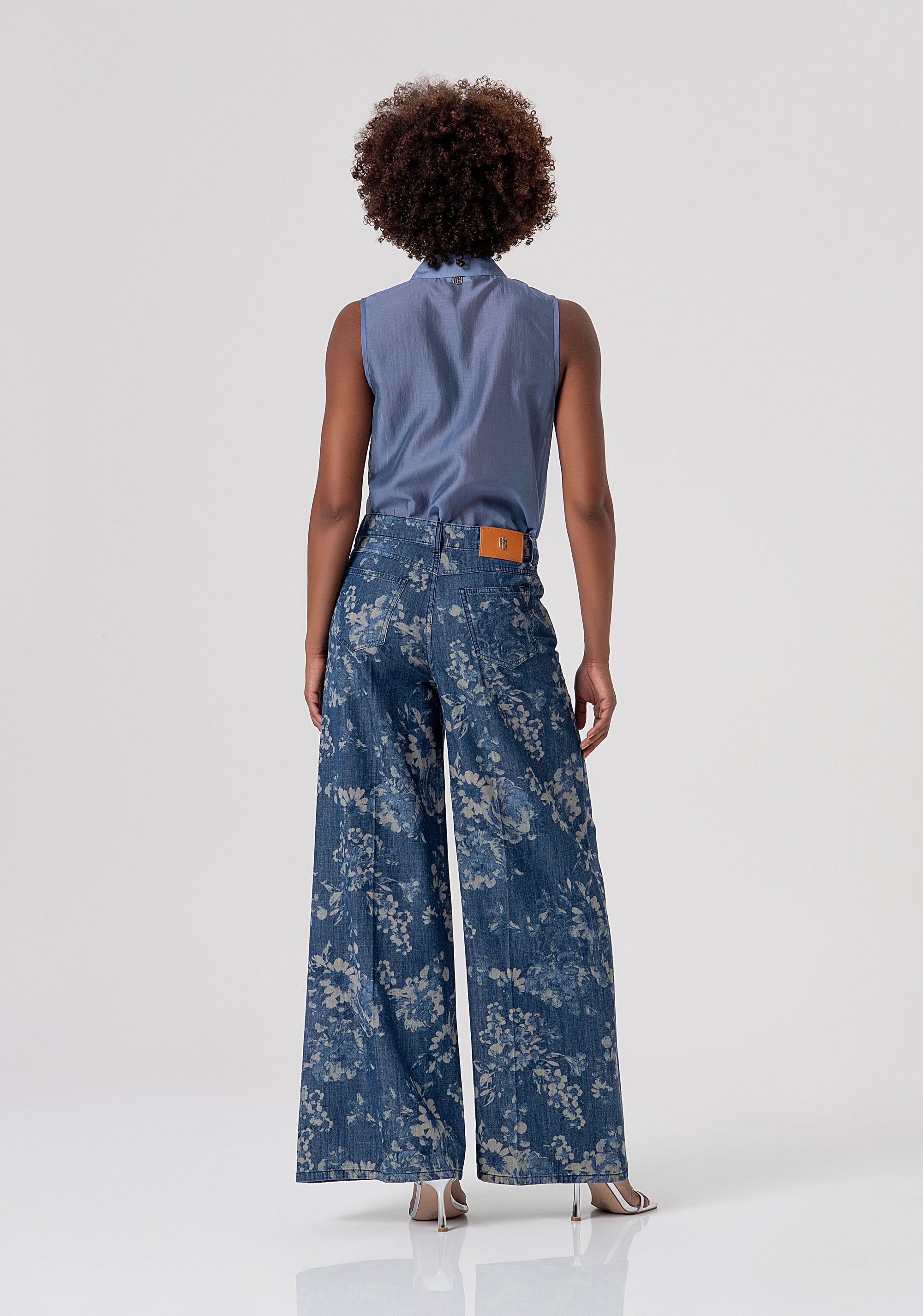 Jeans flare wide leg in denim con fantasia floreale FS26SV3012D400K2-S21 Fracomina