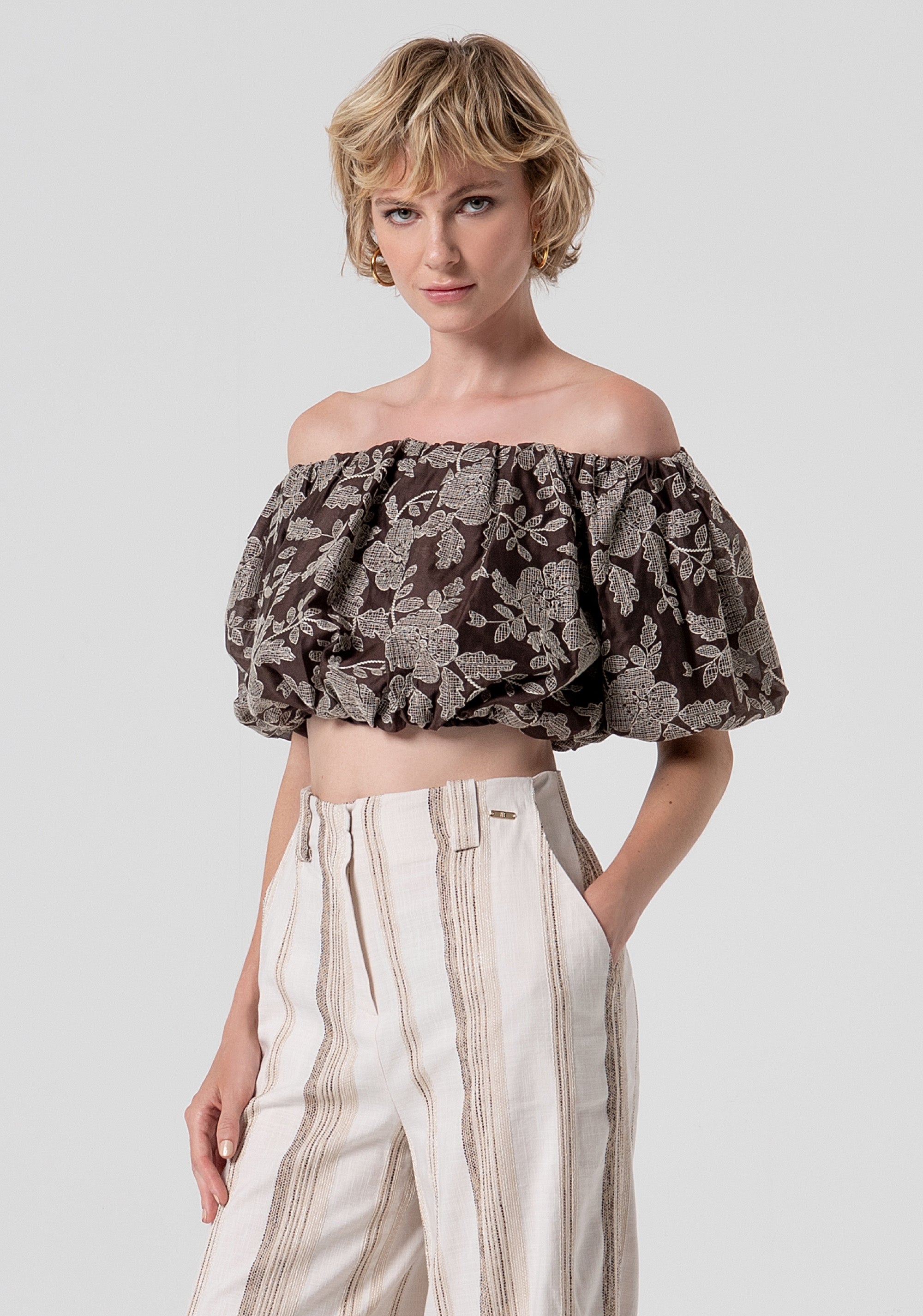 Pantalone flare a palazzo a righe FS26SV3013W840N8-050 Fracomina