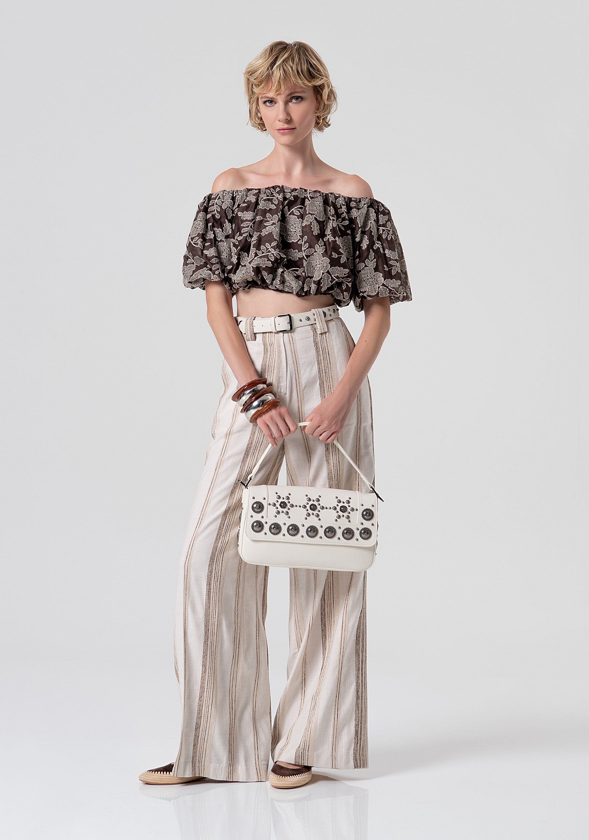 Pantalone flare a palazzo a righe FS26SV3013W840N8-050 Fracomina