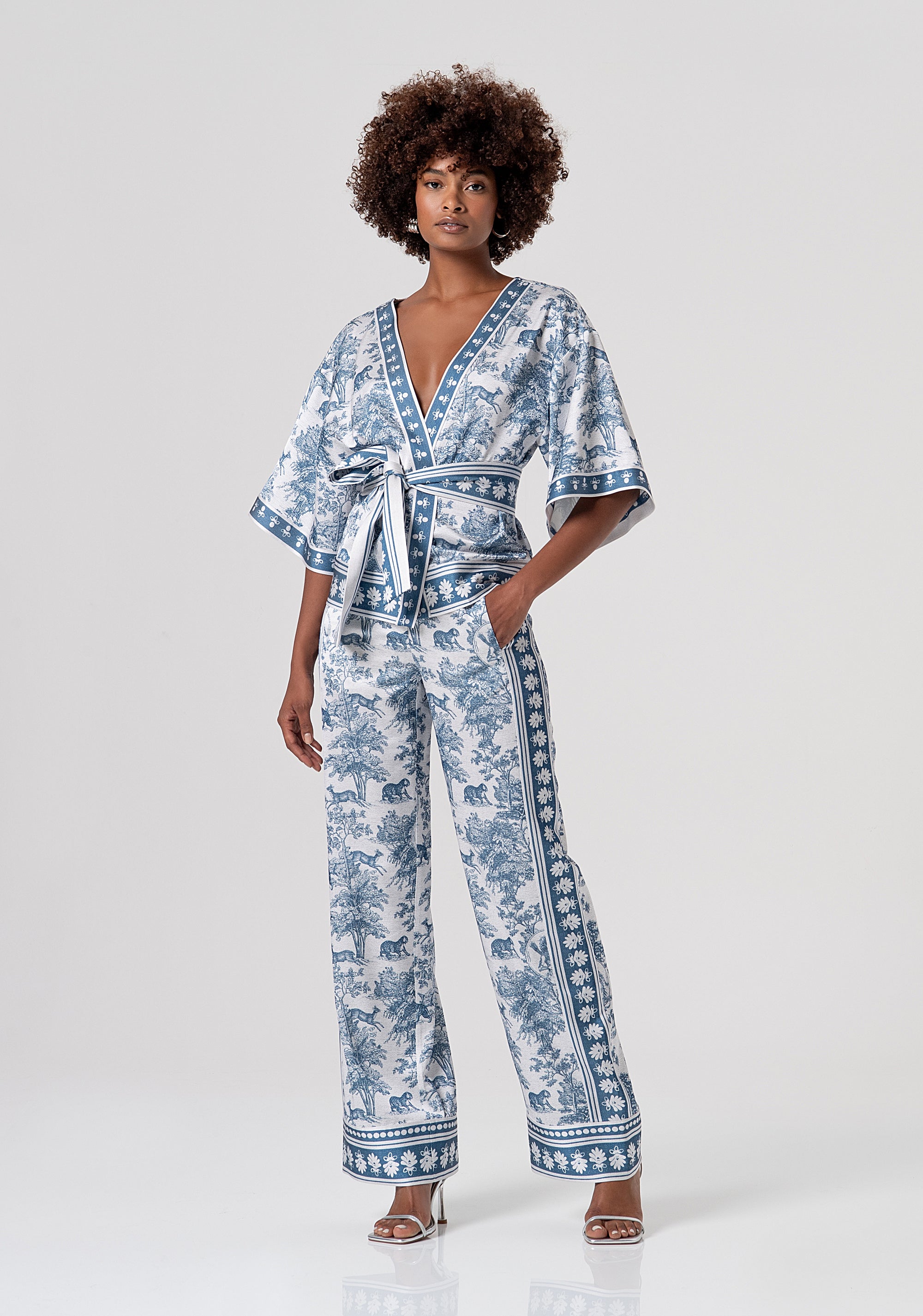 Pantalone flare a palazzo in fantasia FS26SV3015W459K5-083 Fracomina