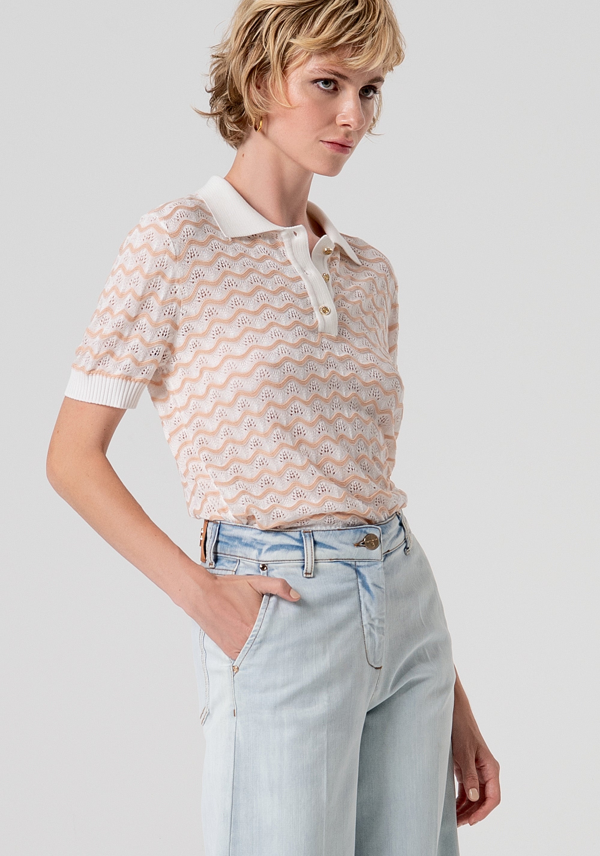 Jeans flare a palazzo in denim con lavaggio bleached FS26SV3016D40103-062 Fracomina