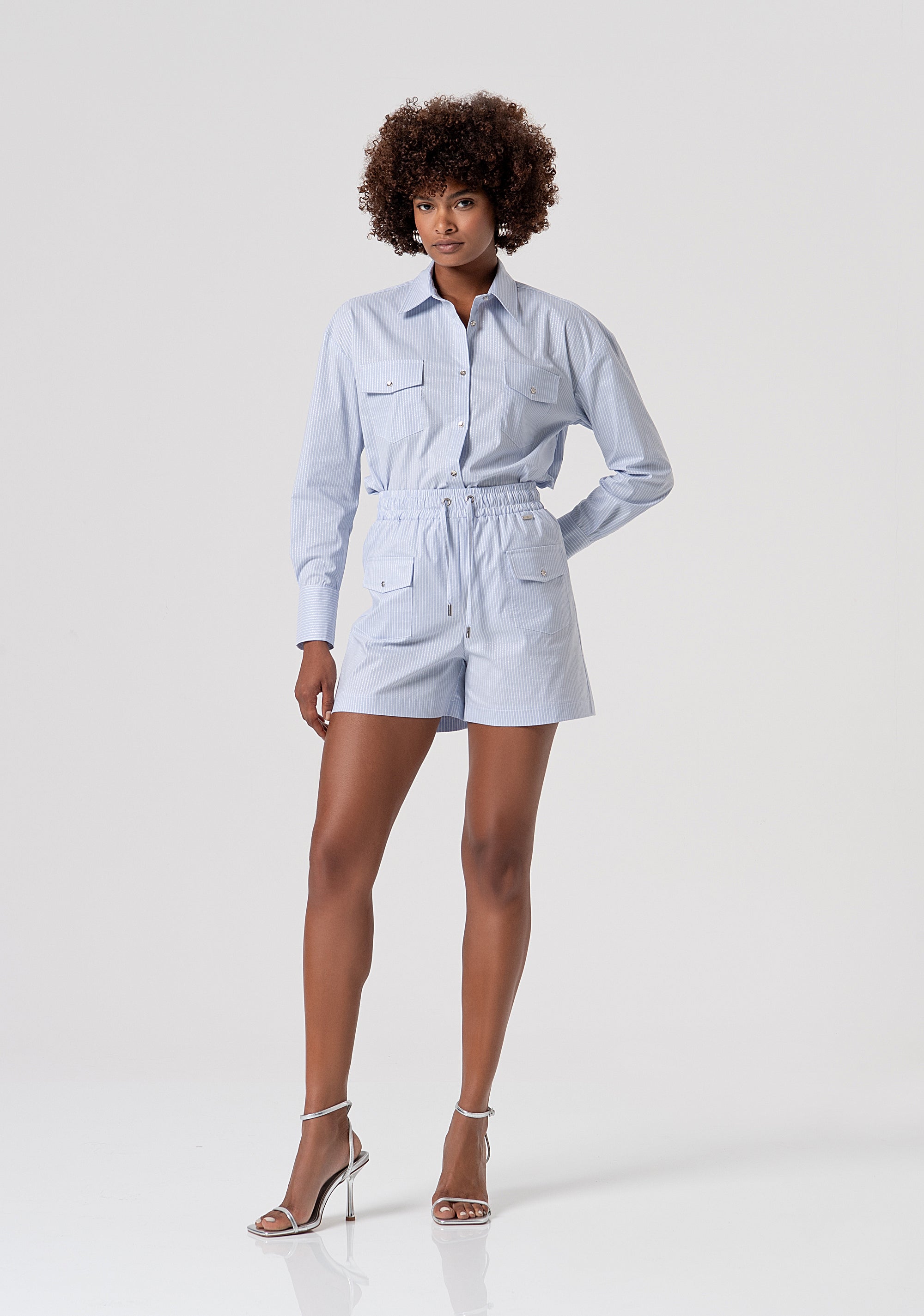 Pantaloncini regular in popeline a righe FS26SV6004W520N8-L62 Fracomina