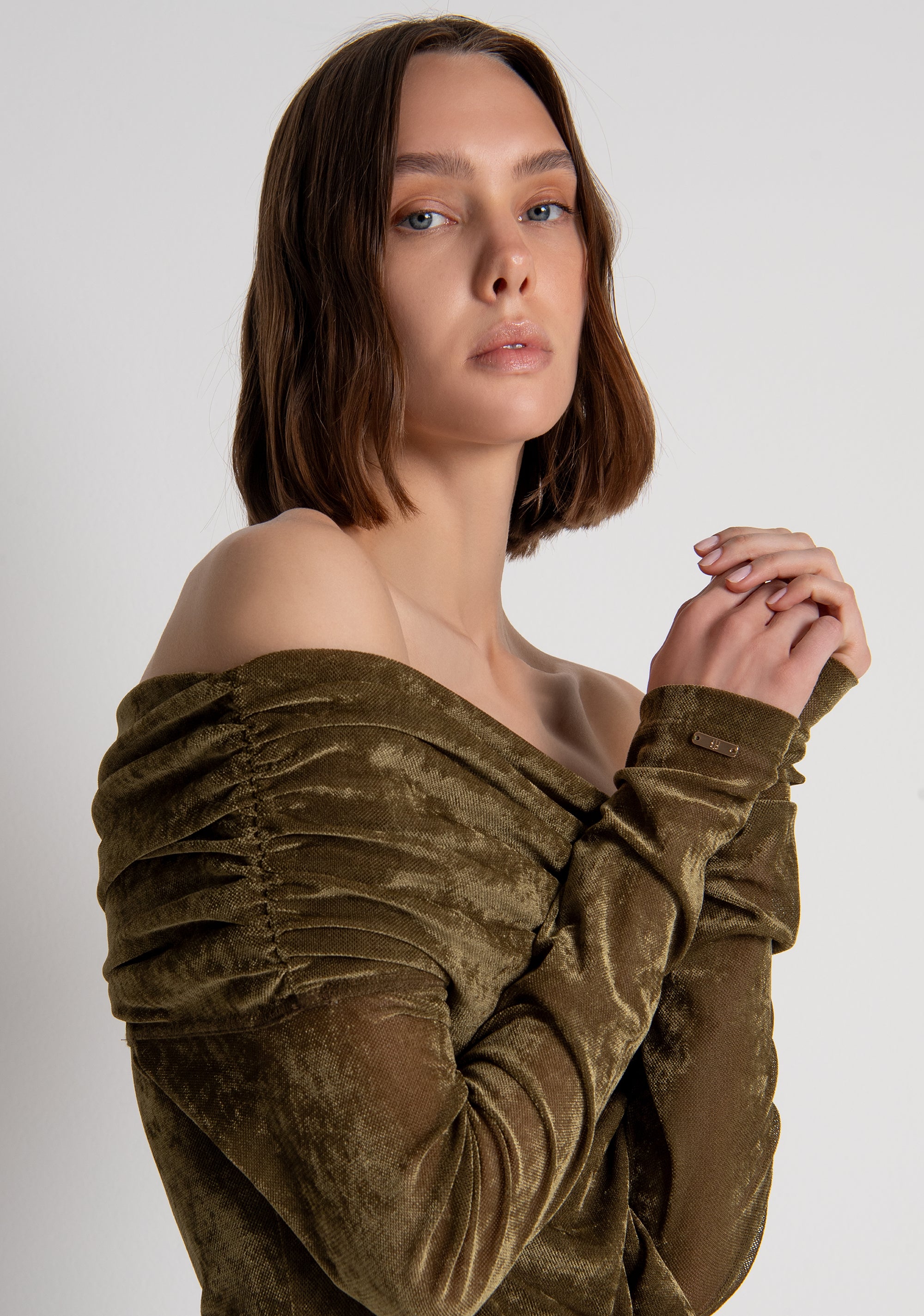 Abito slim midi in velluto FRACOMINA — immagine 1 di 5