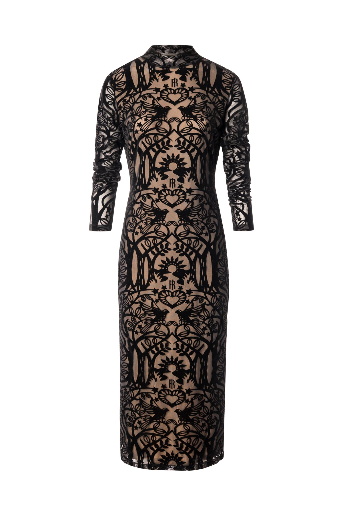 Abito slim midi in pizzo floccato FS26WD2003W858Q5 FRACOMINA