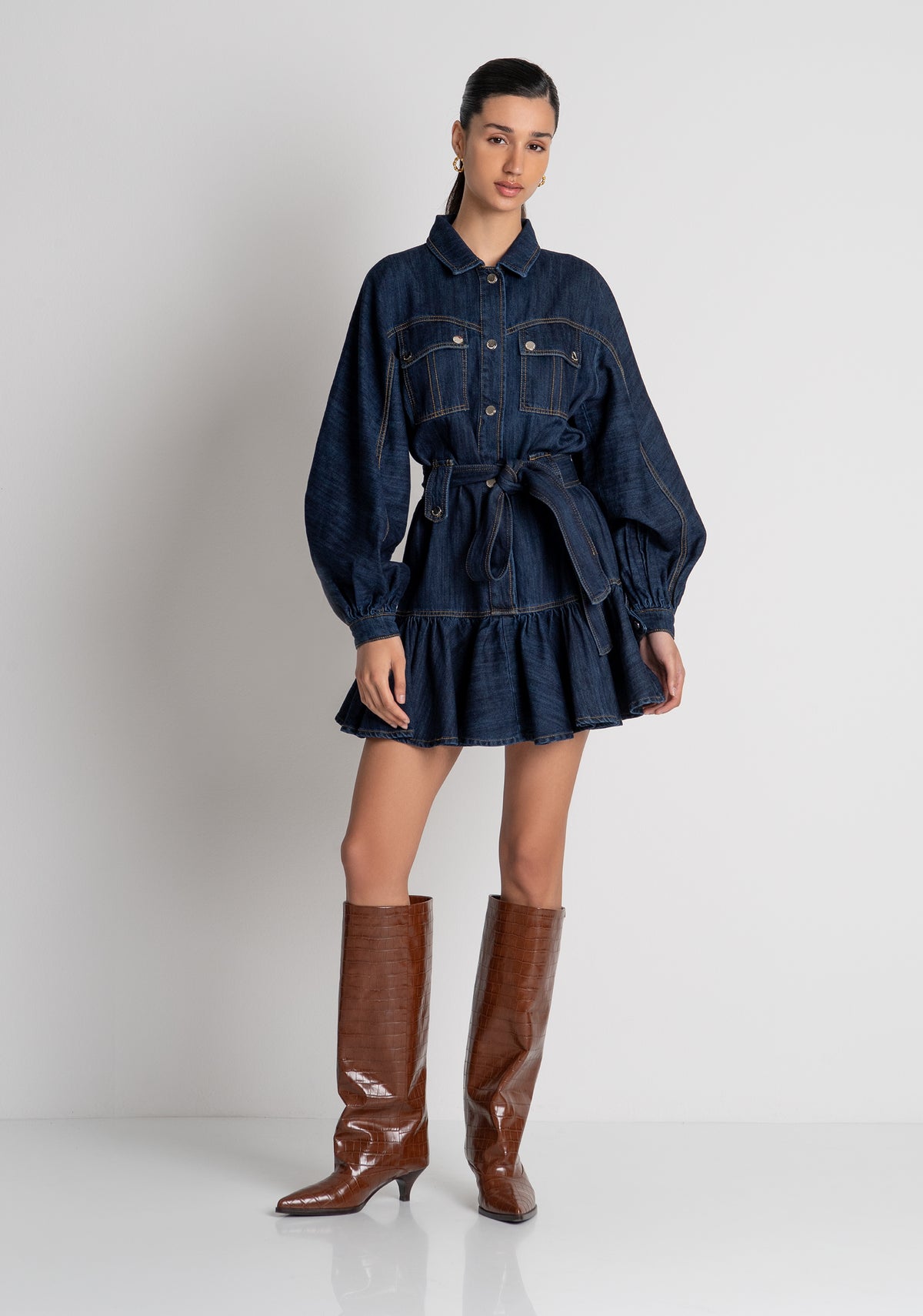 Abito regular mini in denim con lavaggio medio FS26WD4001D40993 FRACOMINA