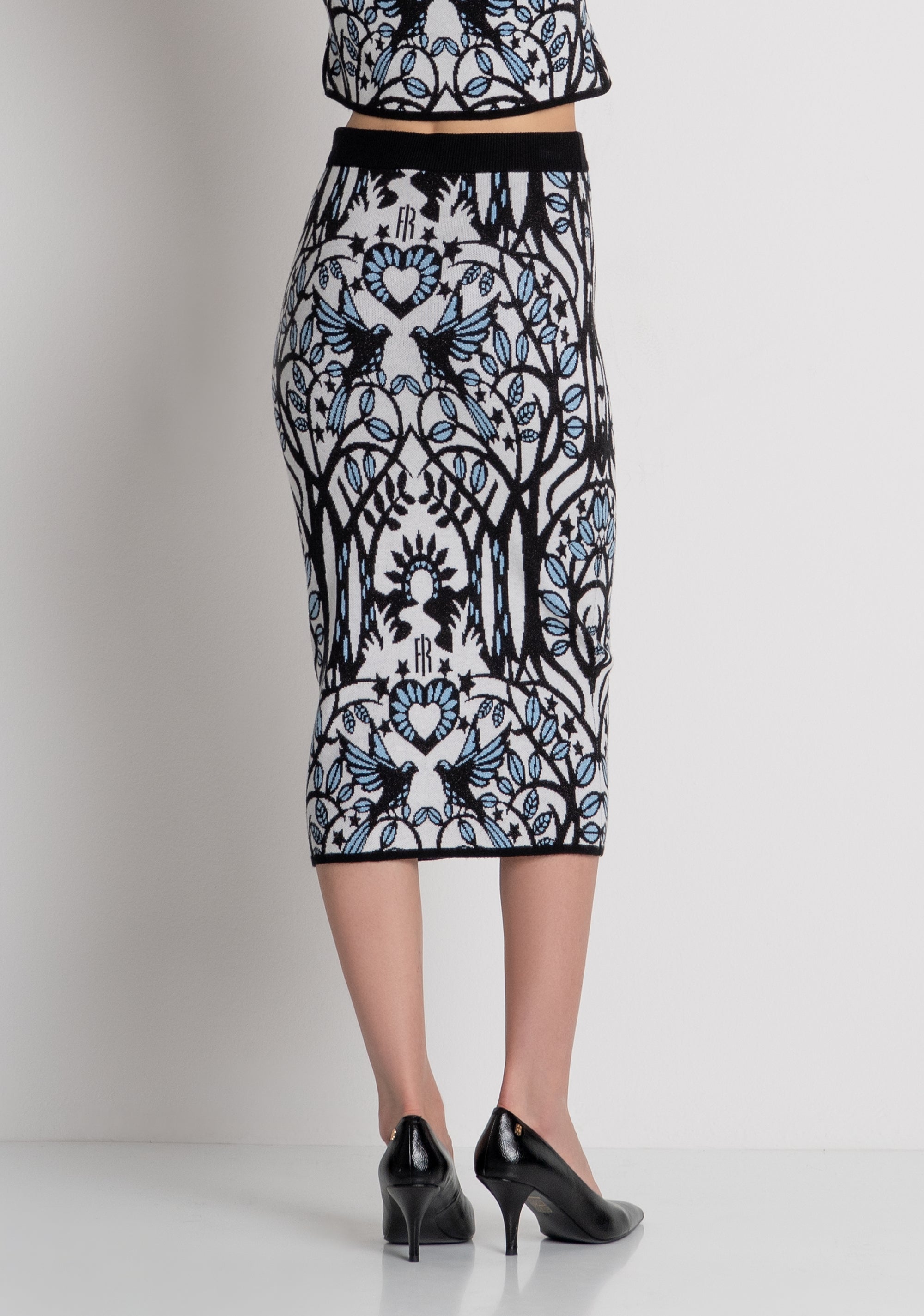 Gonna slim midi in jacquard FRACOMINA — immagine 4 di 6