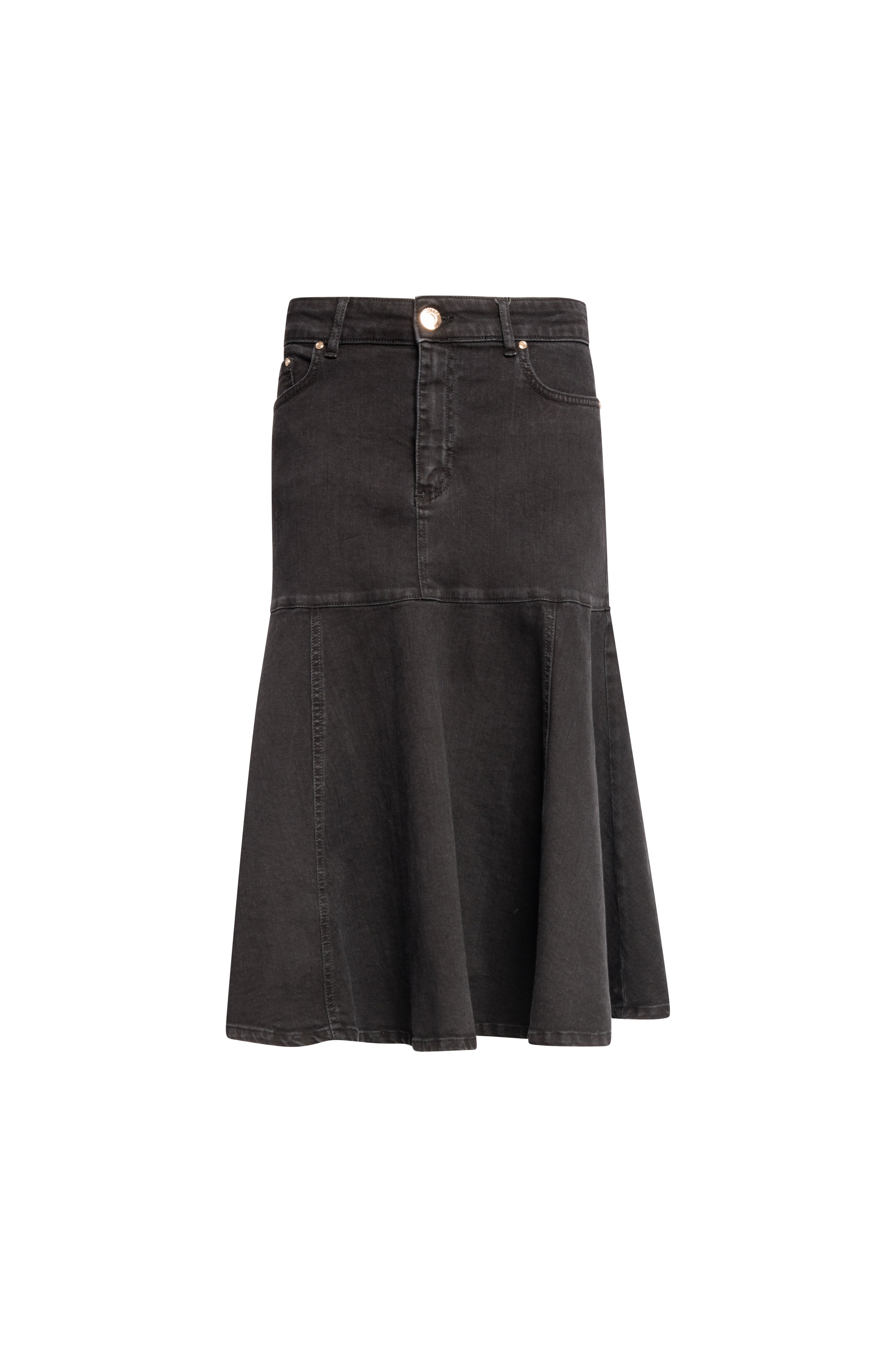 Gonna regular midi in denim black con lavaggio scuro FS26WG5001D42093-KG6 Fracomina