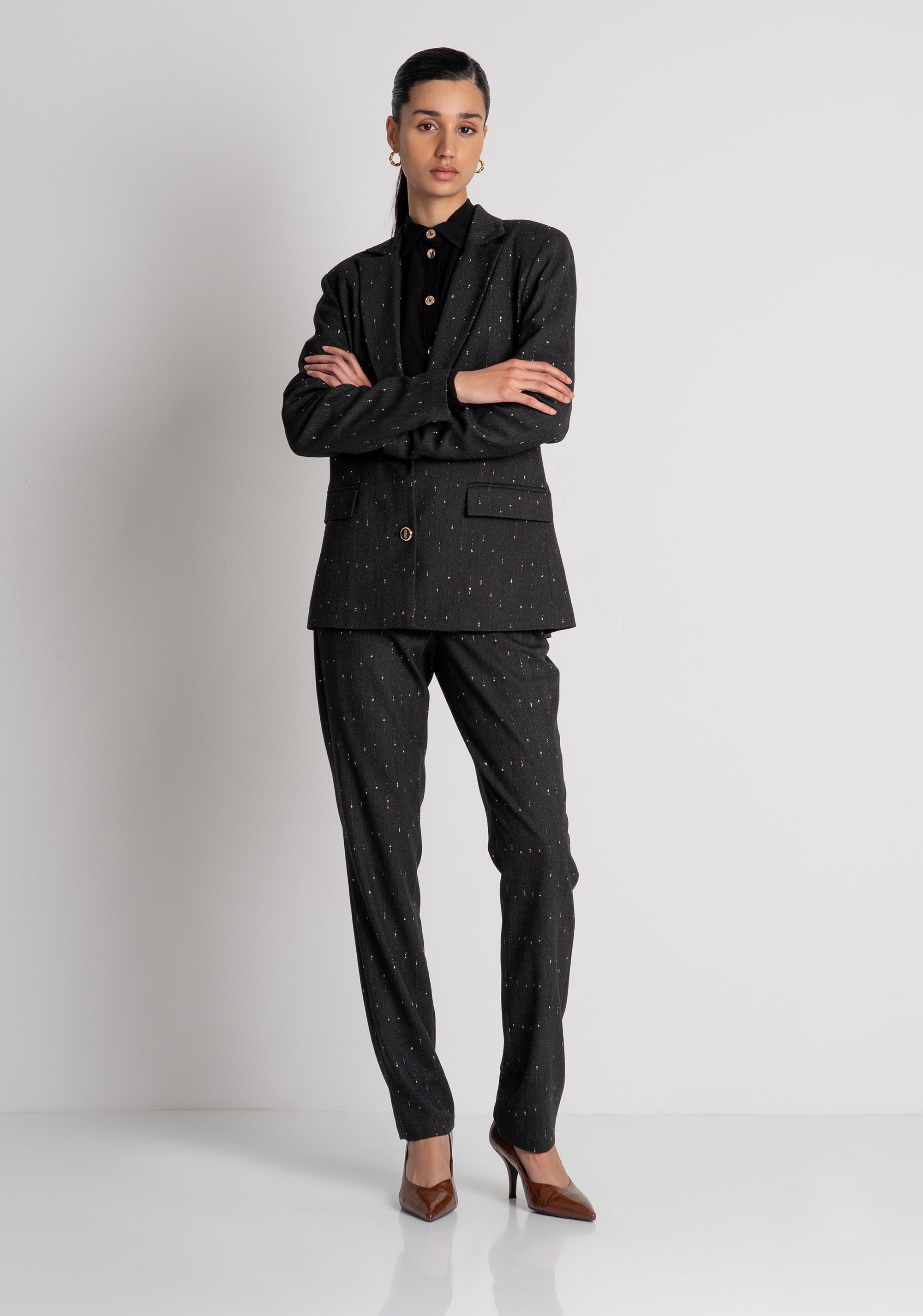 Blazer regular monopetto gessato FS26WJ3005W726Q7 FRACOMINA
