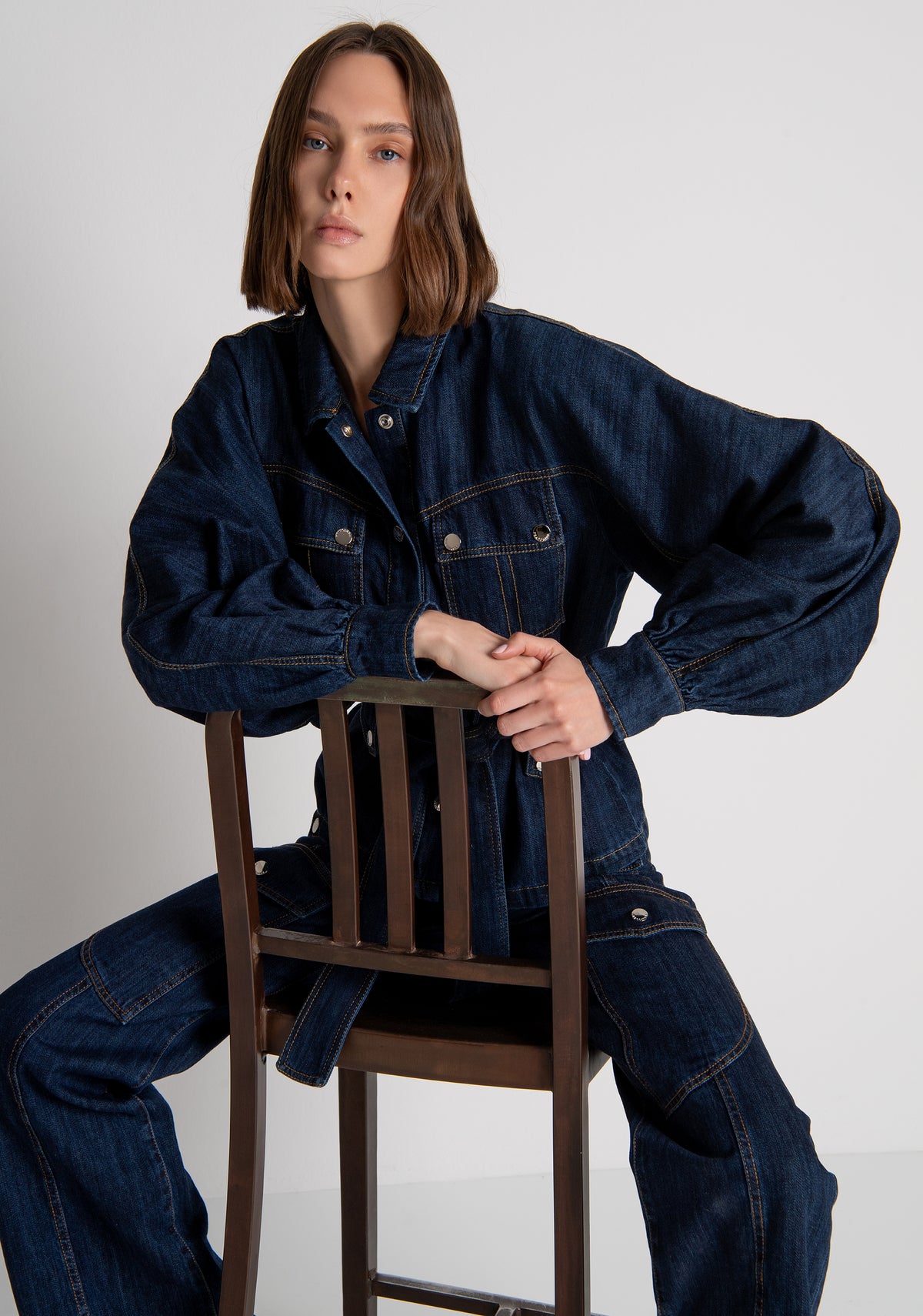 Giacca over in denim con lavaggio medio FS26WJ4002D40993 FRACOMINA