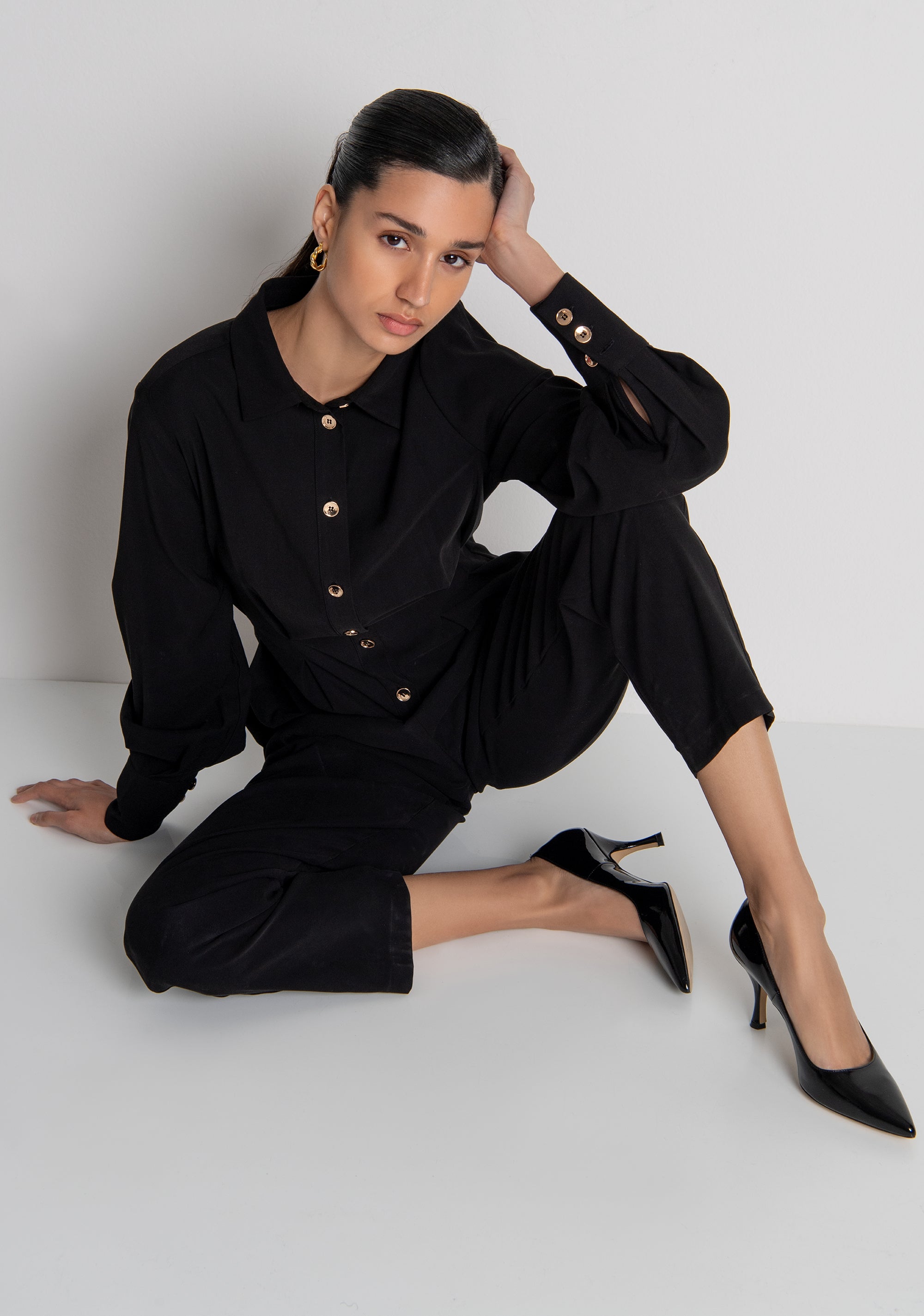 Tuta regular lunga in viscosa stretch FRACOMINA — immagine 1 di 6