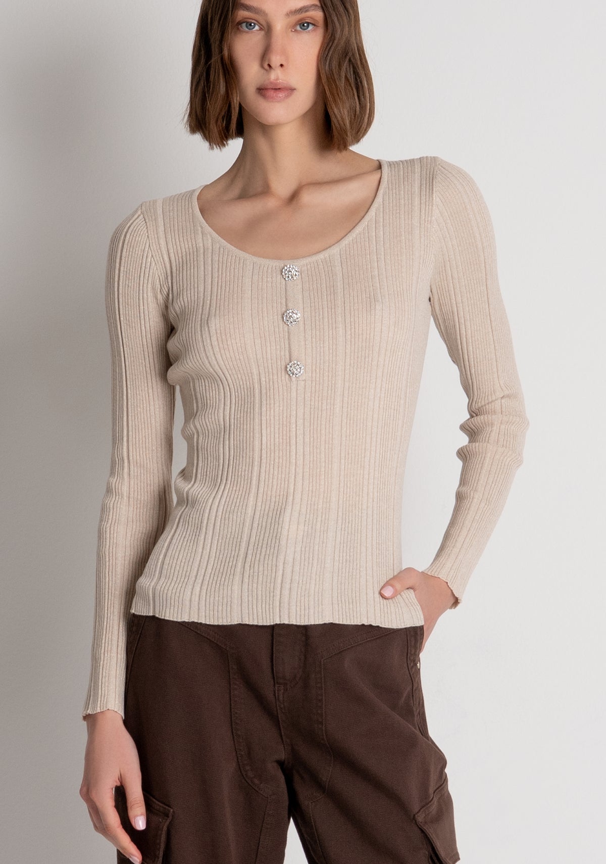 Maglia slim a costine FS26WT7021K492Q7 FRACOMINA