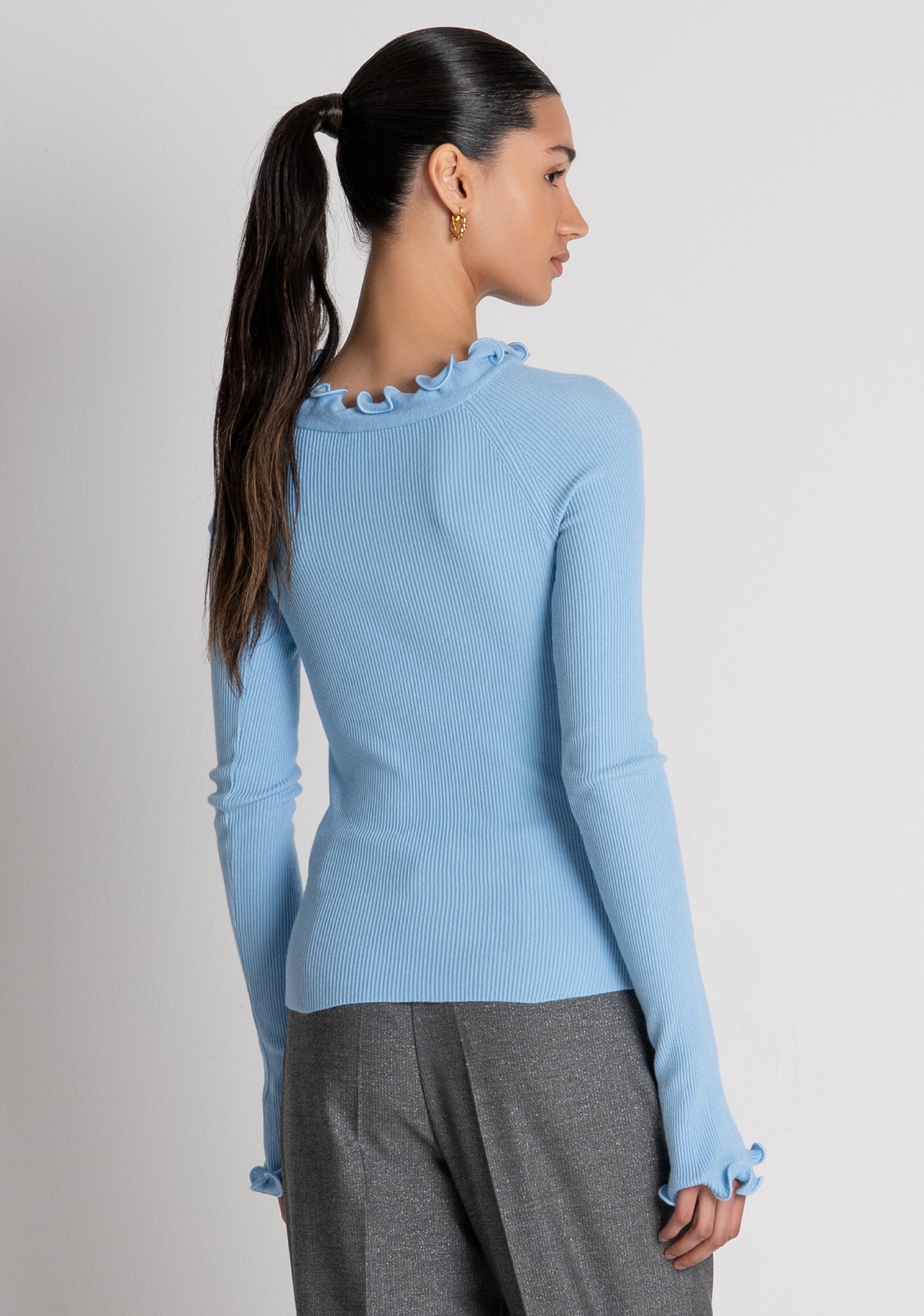 Maglia slim con rouches FRACOMINA — immagine 4 di 6