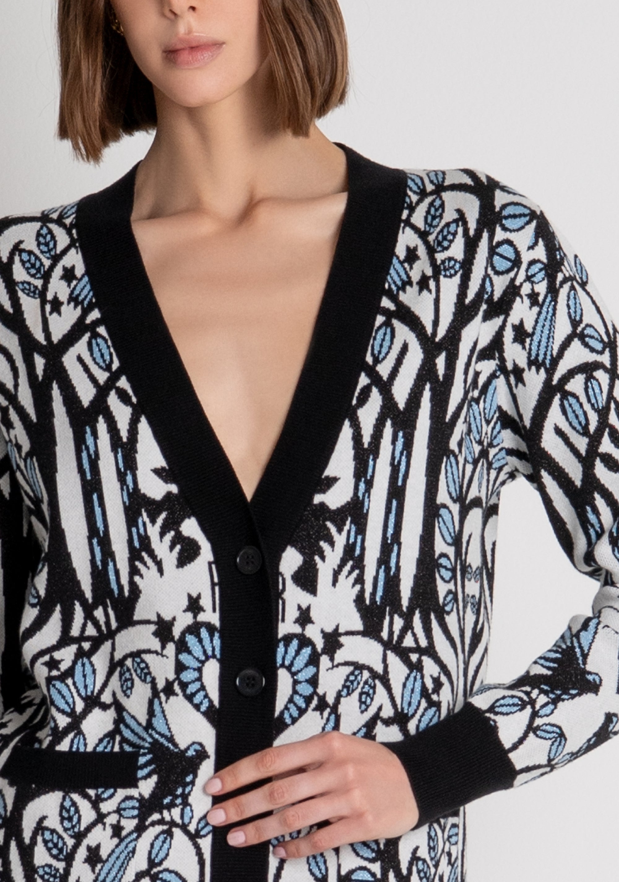 Cardigan regular in jacquard FS26WT8001K502F8 FRACOMINA