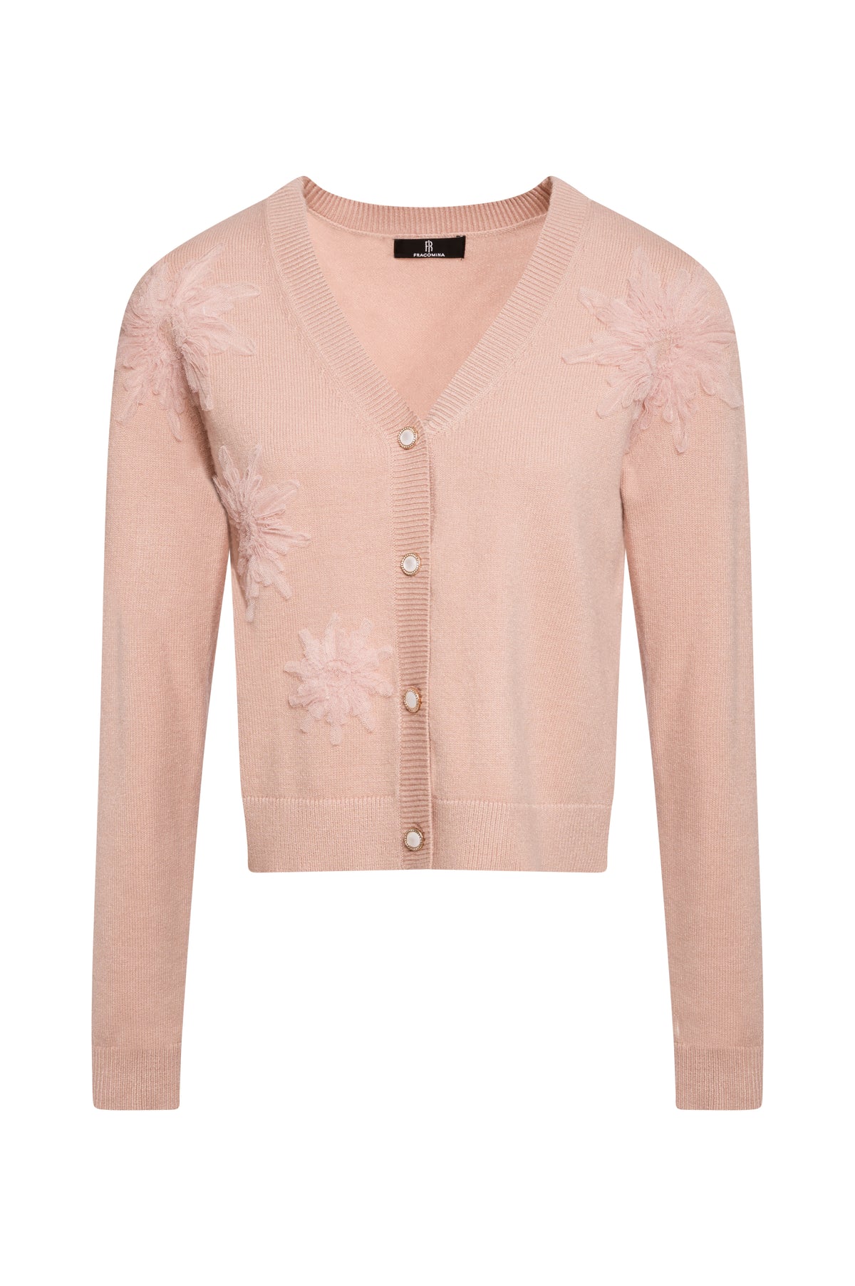 Cardigan cropped con applicazioni fiori FS26WT8004K502E5-K28 Fracomina
