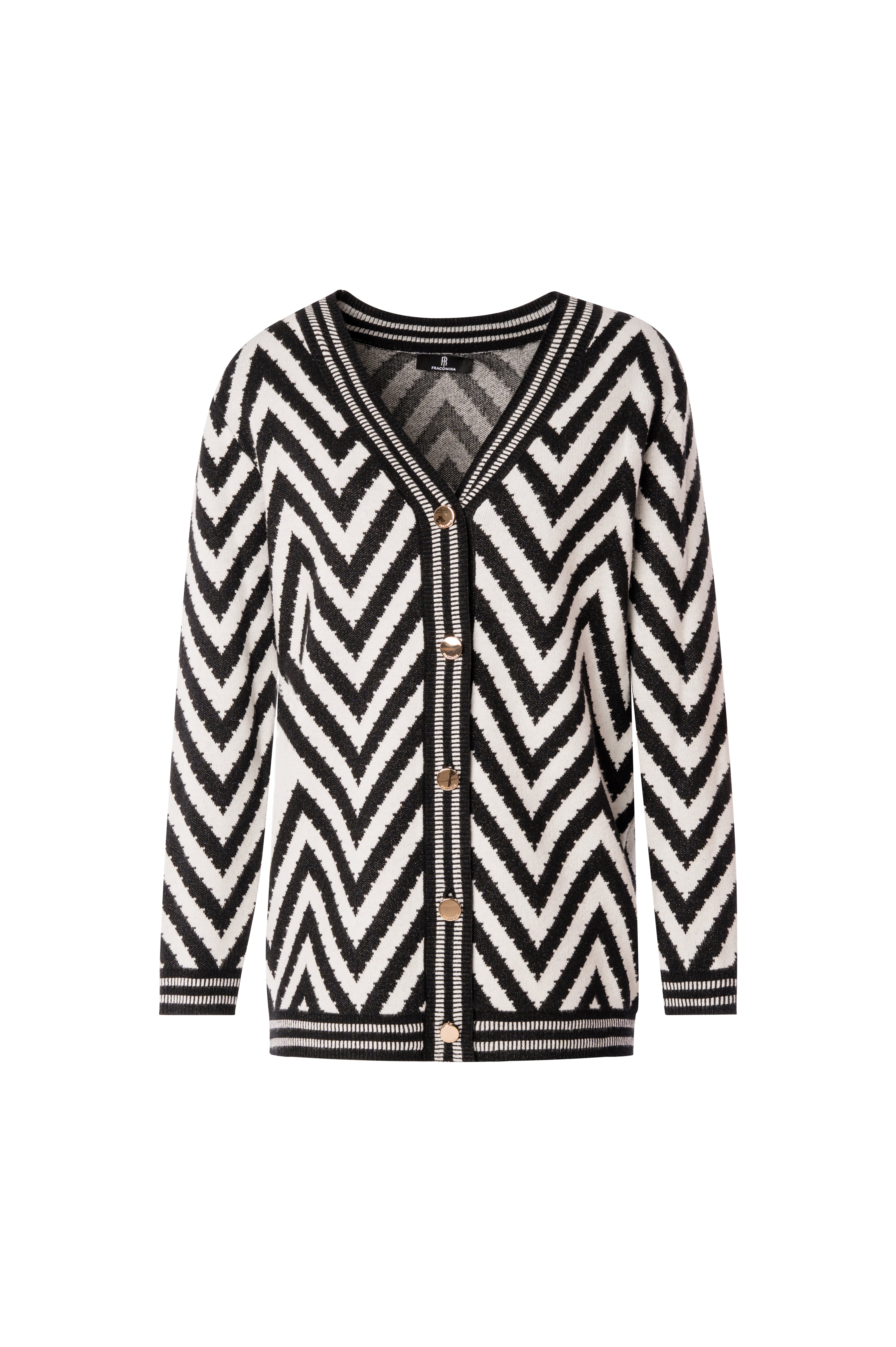 Cardigan regular in jacquard zig-zag FS26WT8005K502F8-KE1 Fracomina