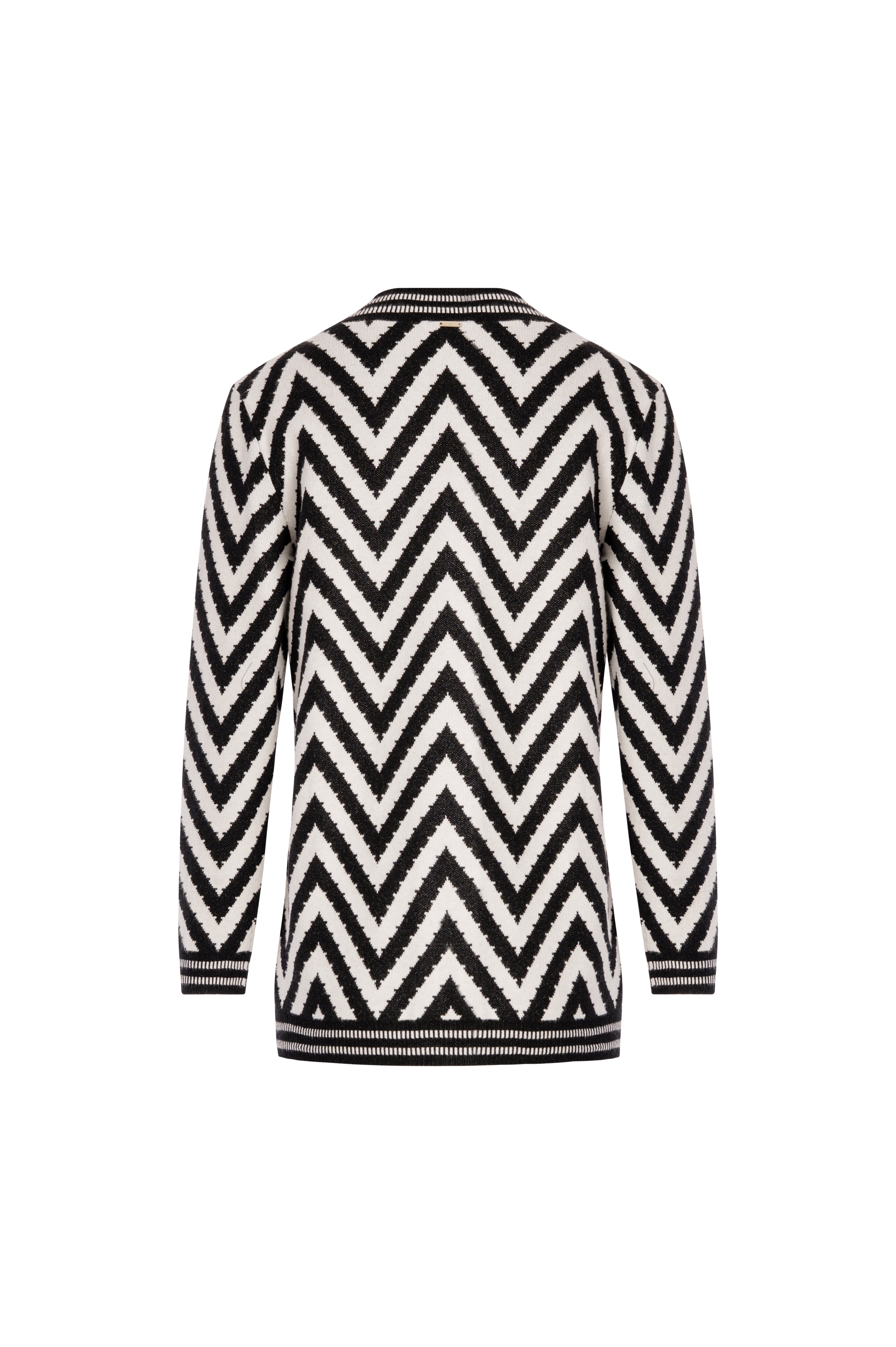 Cardigan regular in jacquard zig-zag FS26WT8005K502F8-KE1 Fracomina