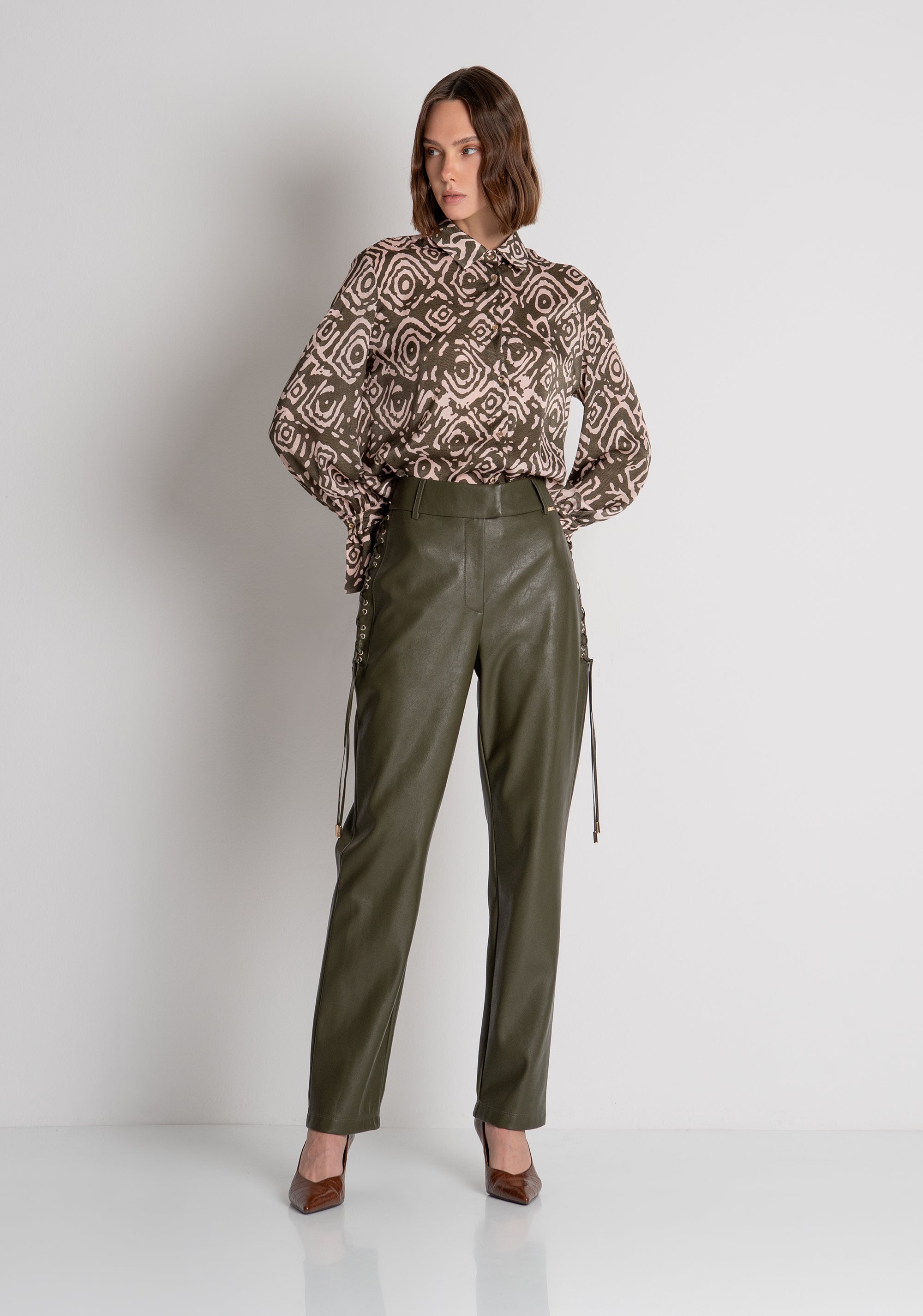 Pantalone regular in finta pelle FRACOMINA — immagine 2 di 6