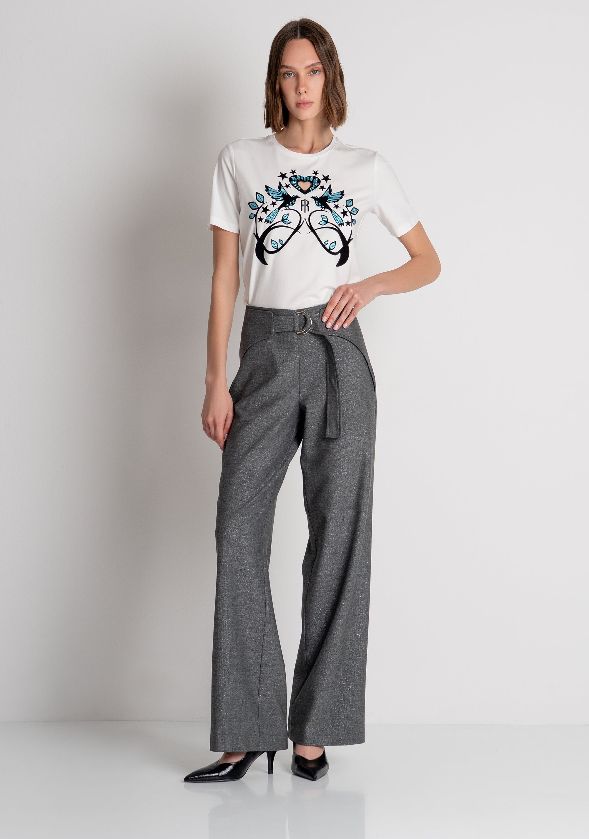Pantalone wide a palazzo con cintura sul davanti FRACOMINA — immagine 2 di 6