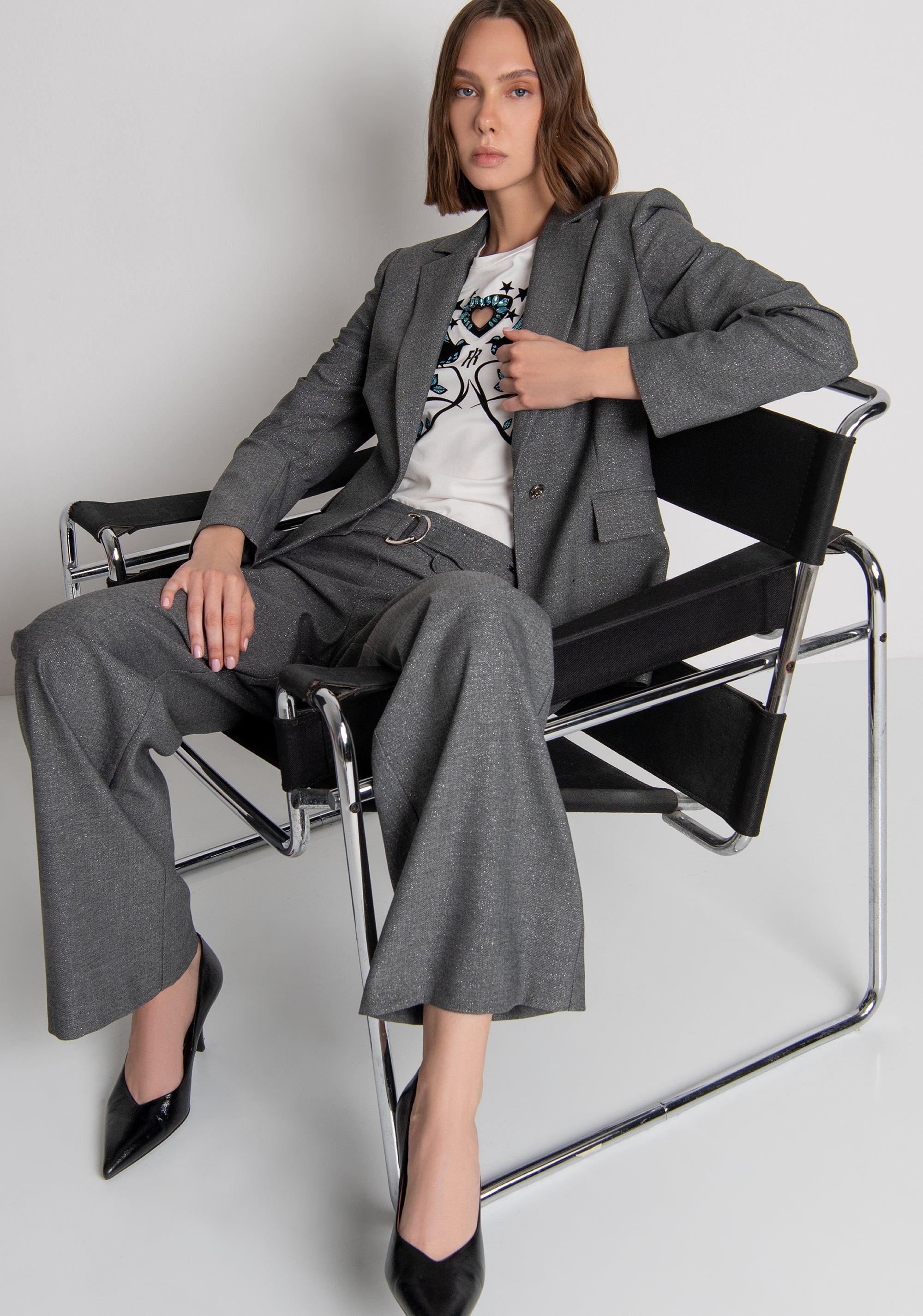 Pantalone wide a palazzo con cintura sul davanti FRACOMINA — immagine 1 di 6