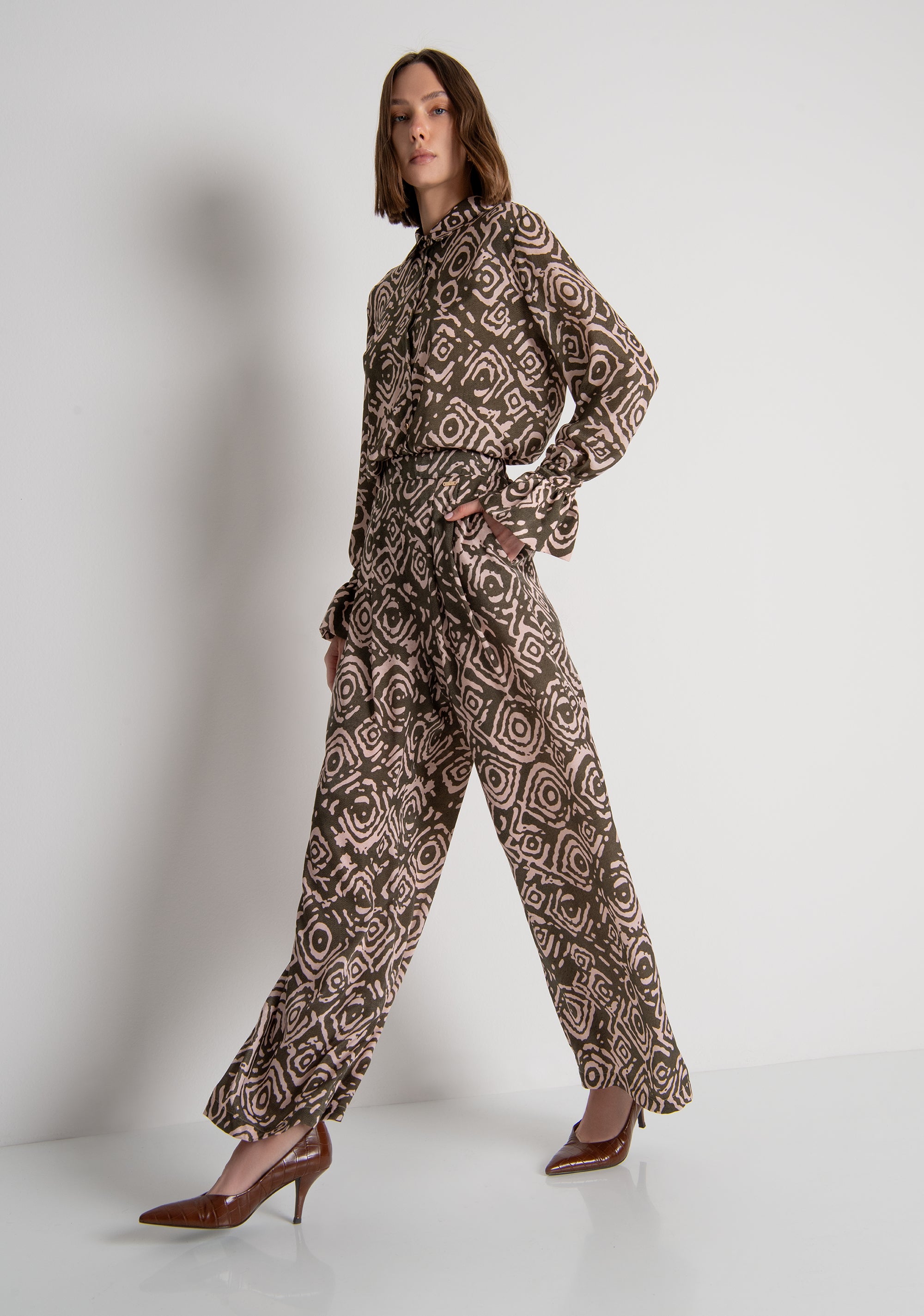 Pantalone wide a palazzo in fantasia geometrica FRACOMINA — immagine 2 di 6