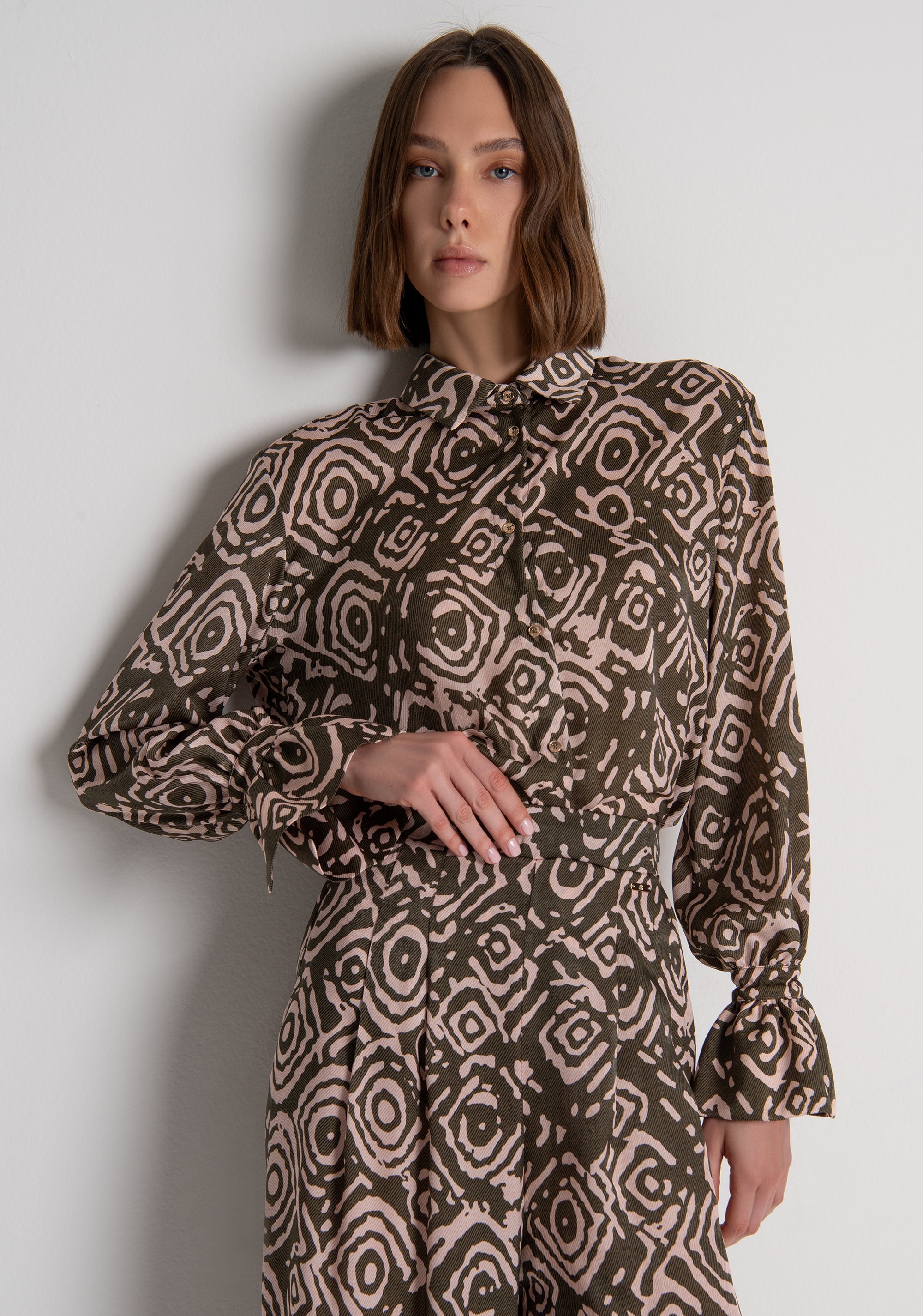 Pantalone wide a palazzo in fantasia geometrica FRACOMINA — immagine 3 di 6