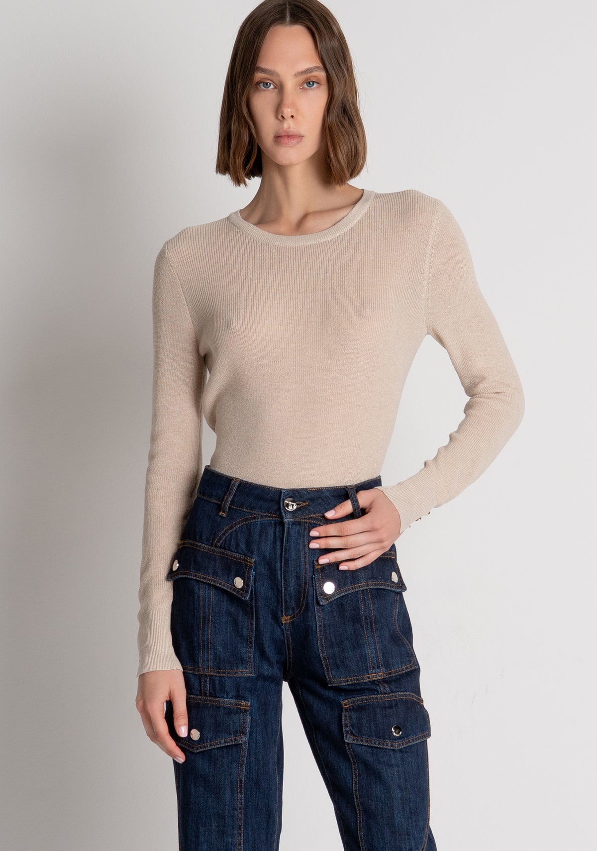 Jeans bootcut in denim con lavaggio scuro FS26WVA001D40993 FRACOMINA