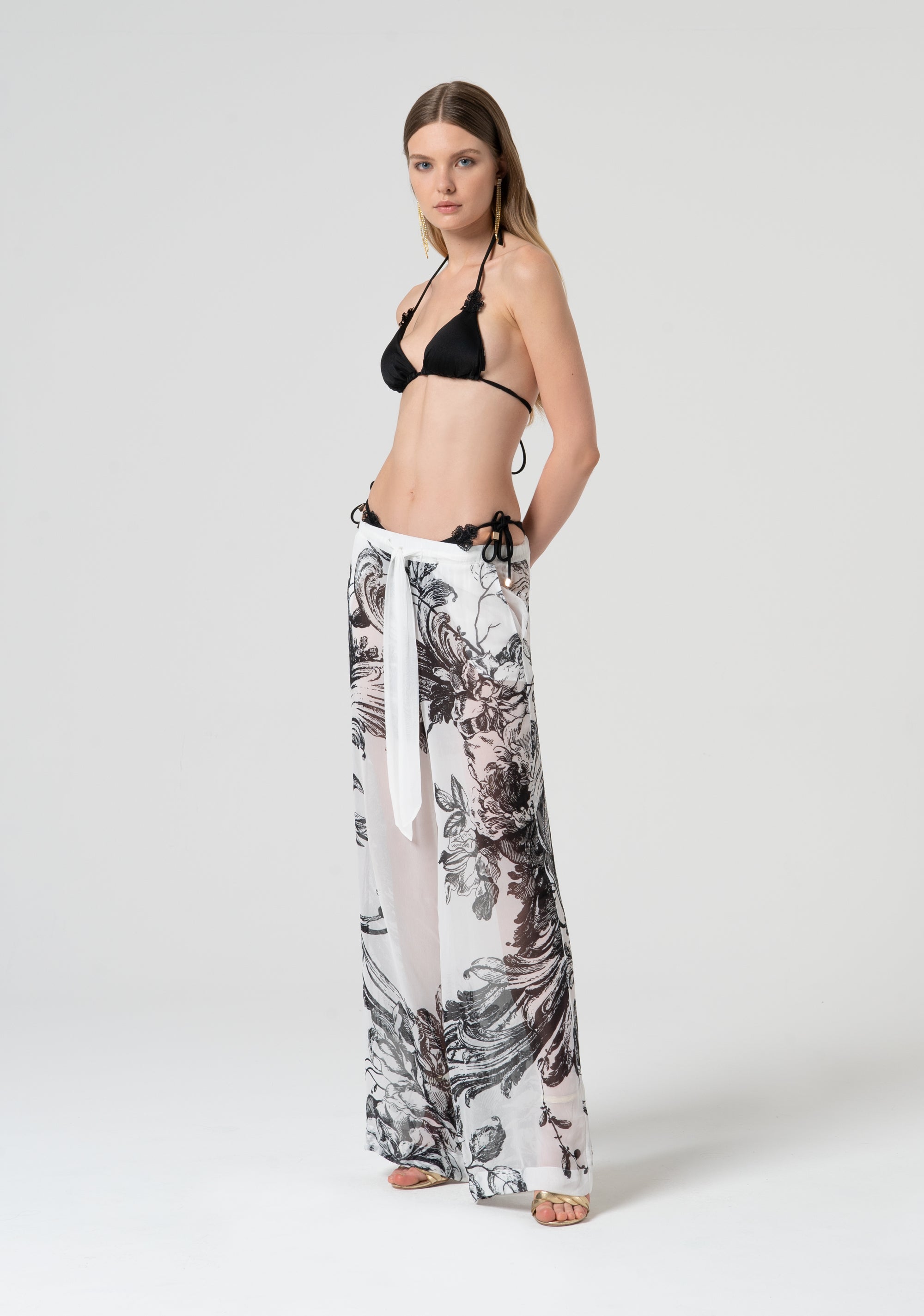 Pantalone a palazzo con stampa floreale FV25SV3003W452R8-324 Fracomina
