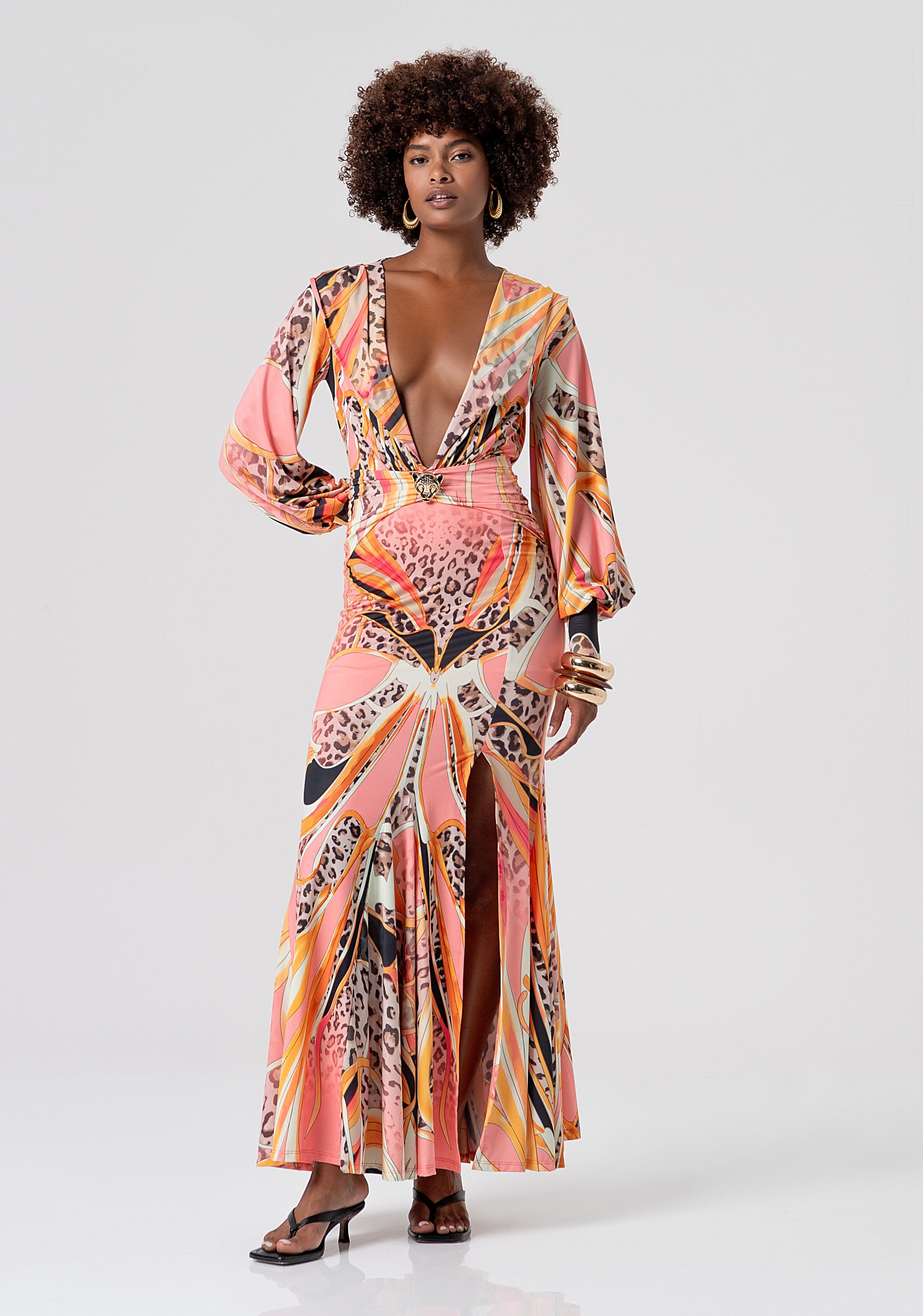 Abito slim lungo in fantasia FV26SD3001J472J8-222 Fracomina