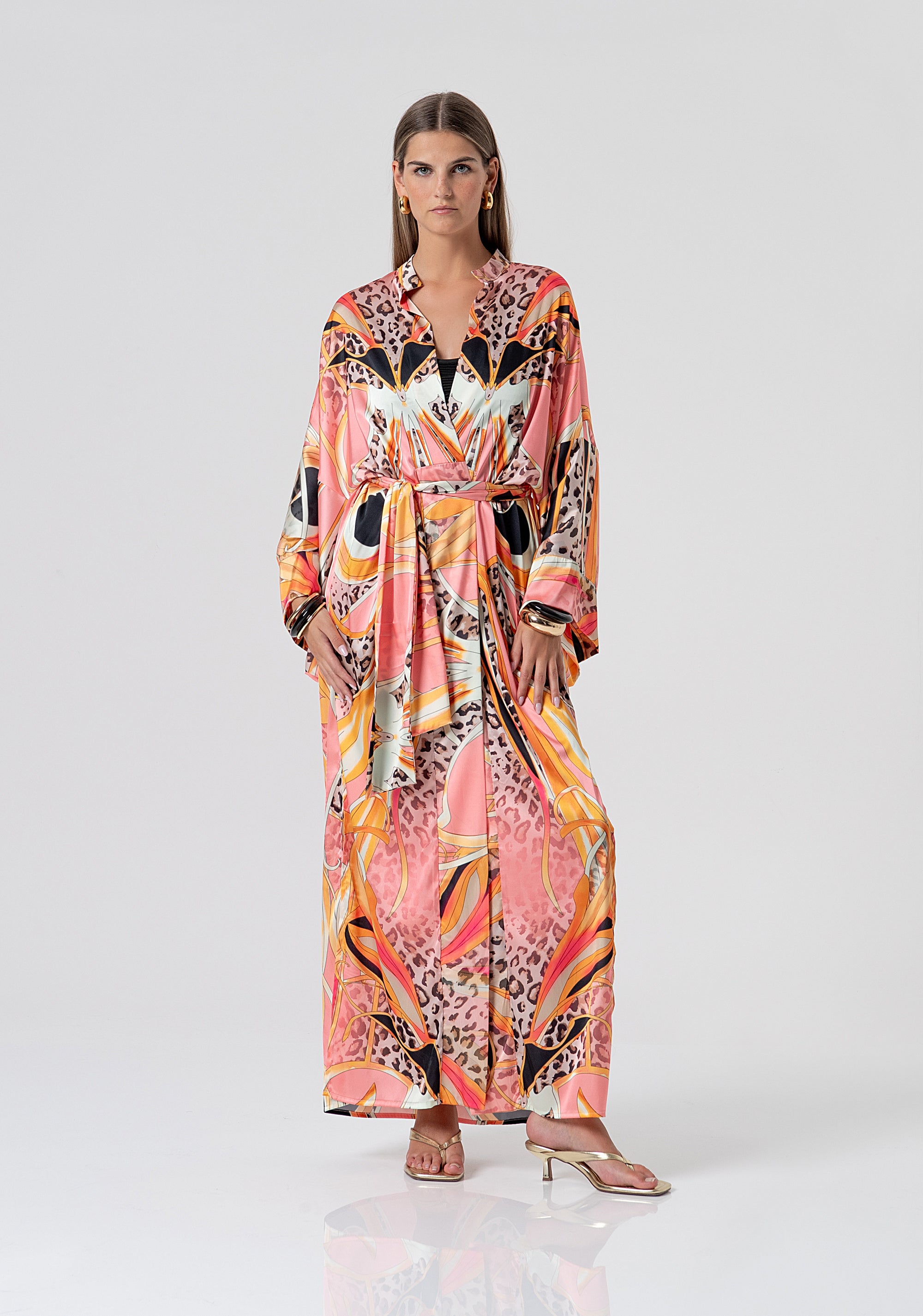 Abito regular lungo modello kimono in fantasia FV26SD3002W755J8-222 Fracomina