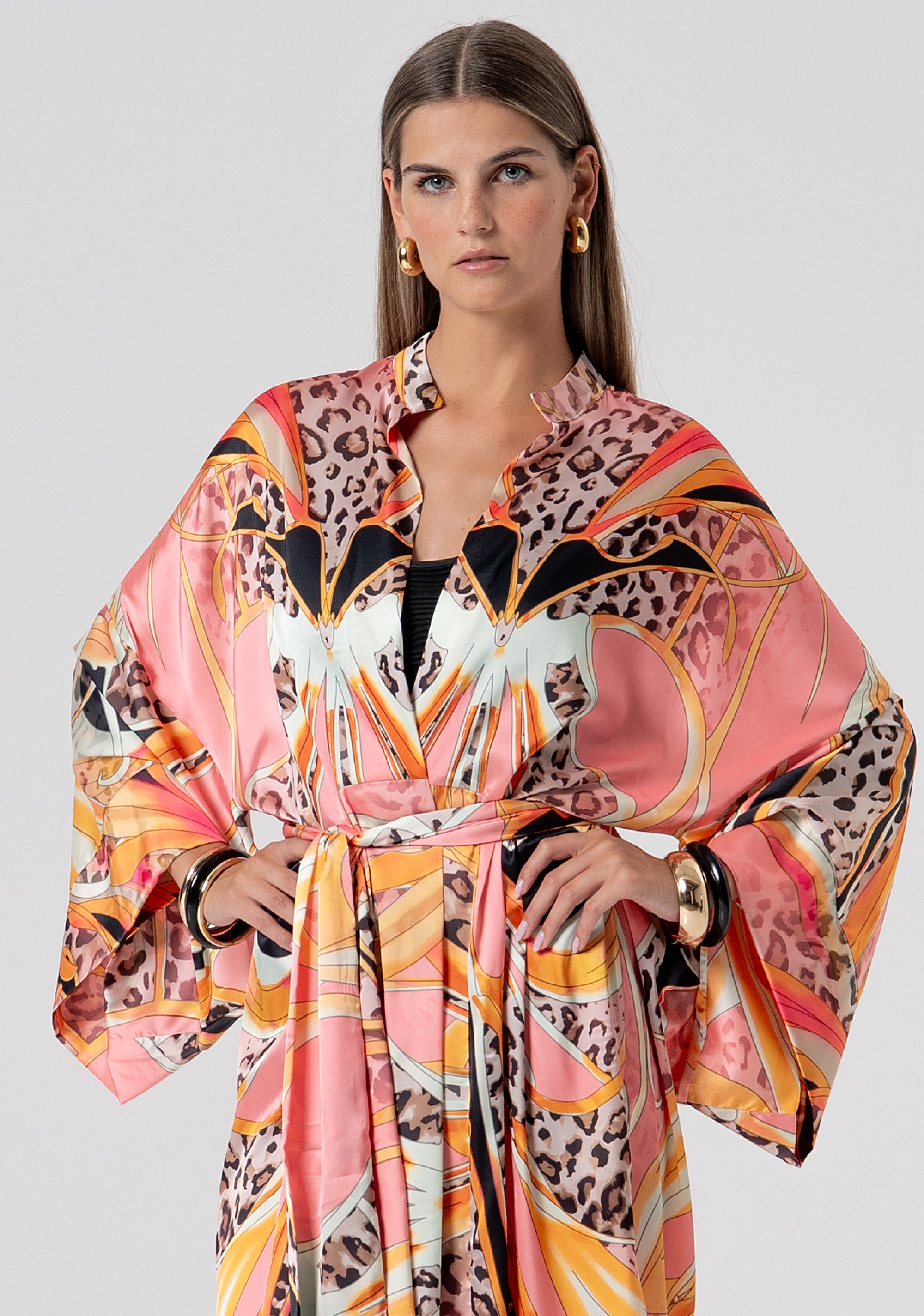 Abito regular lungo modello kimono in fantasia FV26SD3002W755J8-222 Fracomina