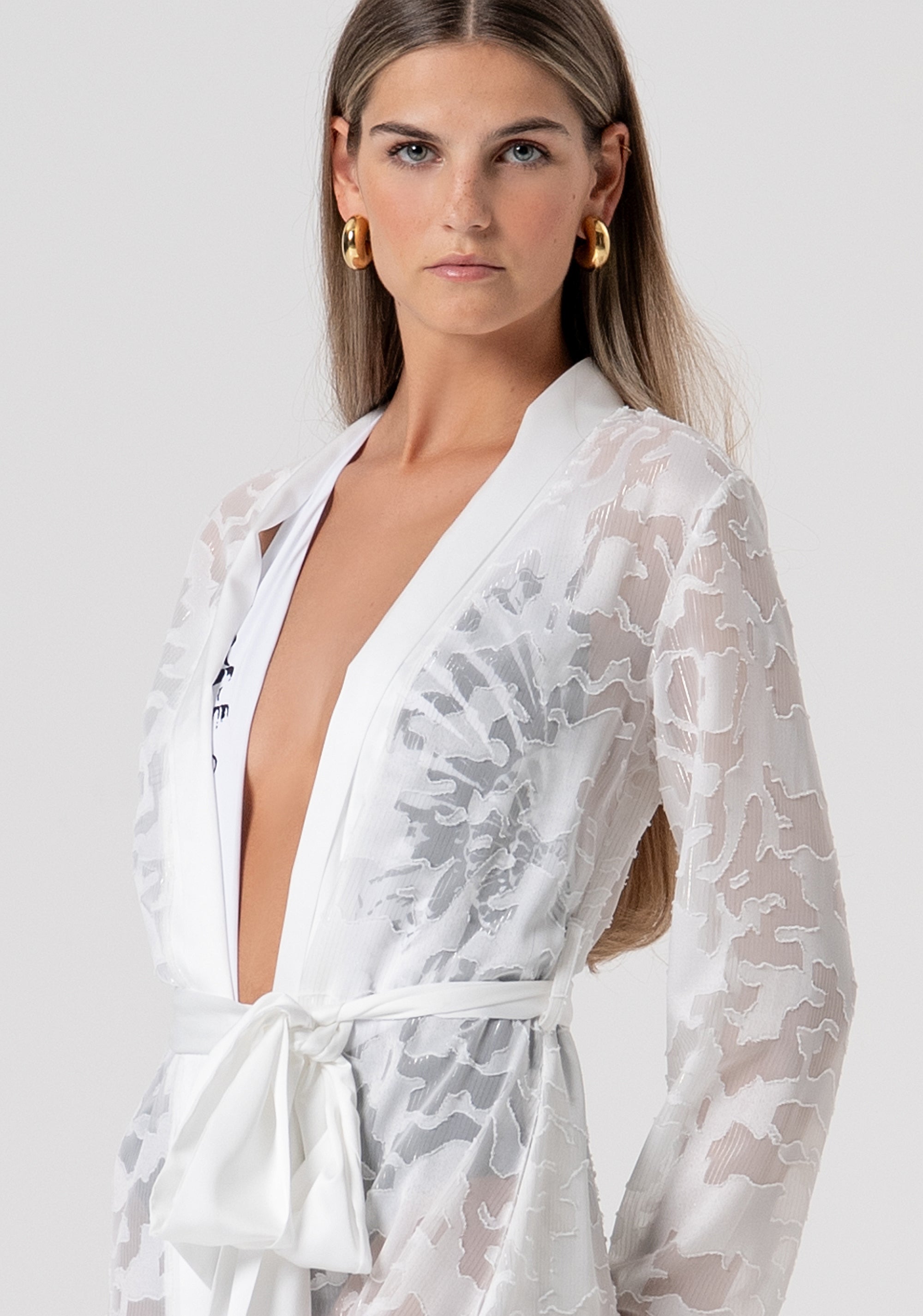 Kimono regular lungo in pizzo FV26SD3011W421F8-278 Fracomina