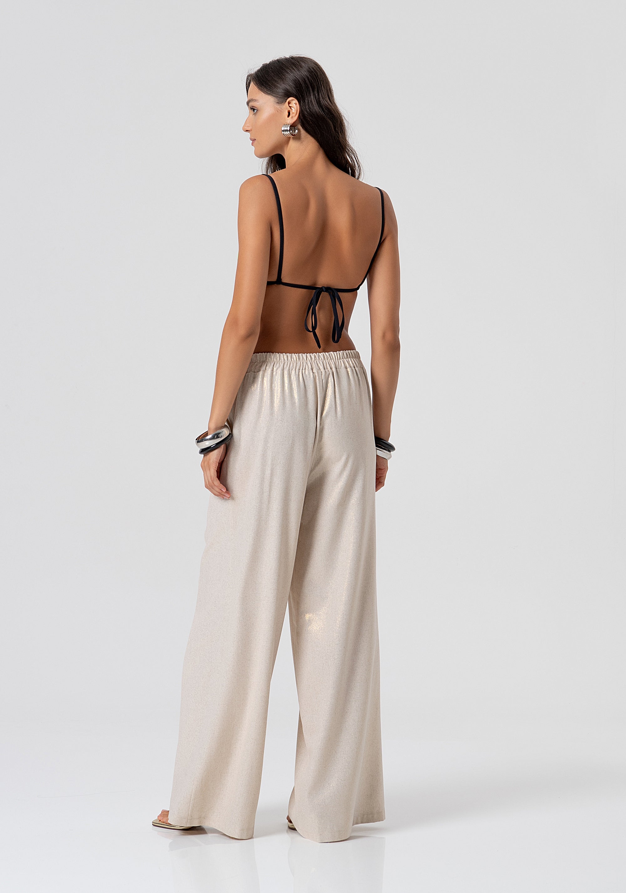 Pantalone flare a palazzo con spalmatura FV26SV3010W49801-150 Fracomina