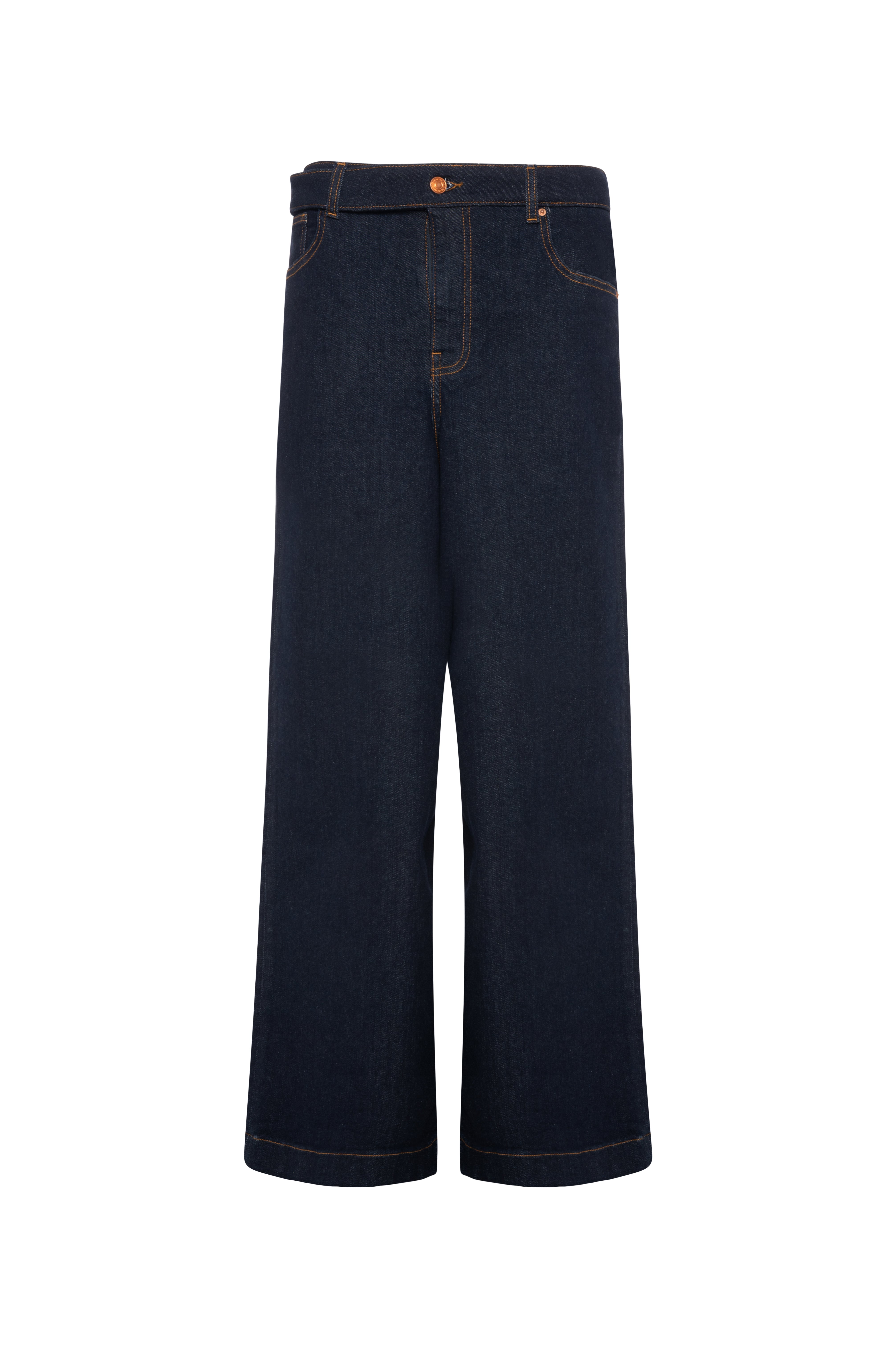 Jeans wide leg in denim con lavaggio raw FRACOMINA — immagine 1 di 2