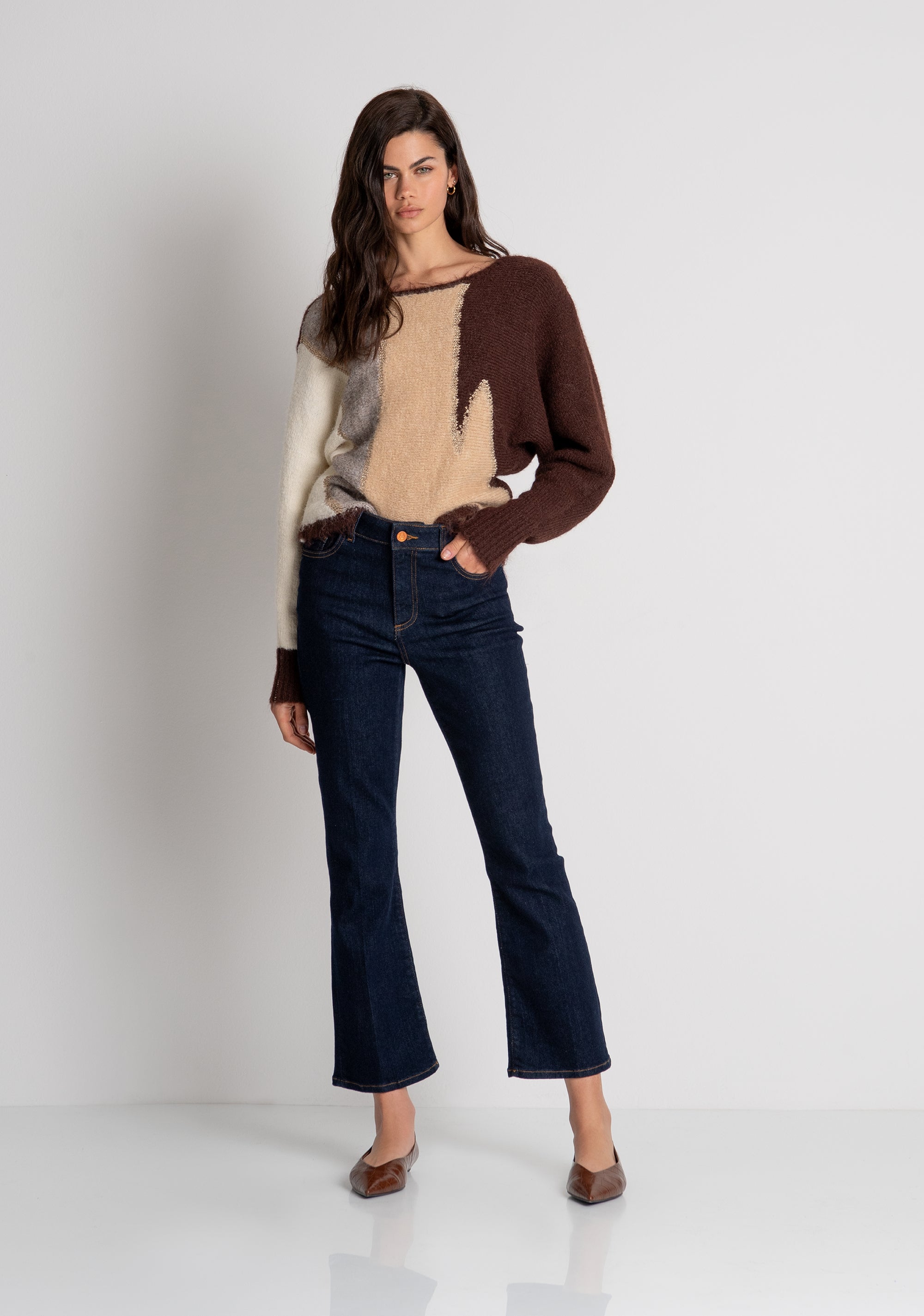 Jeans cropped in denim con lavaggio raw FY26WV9006D46093 FRACOMINA