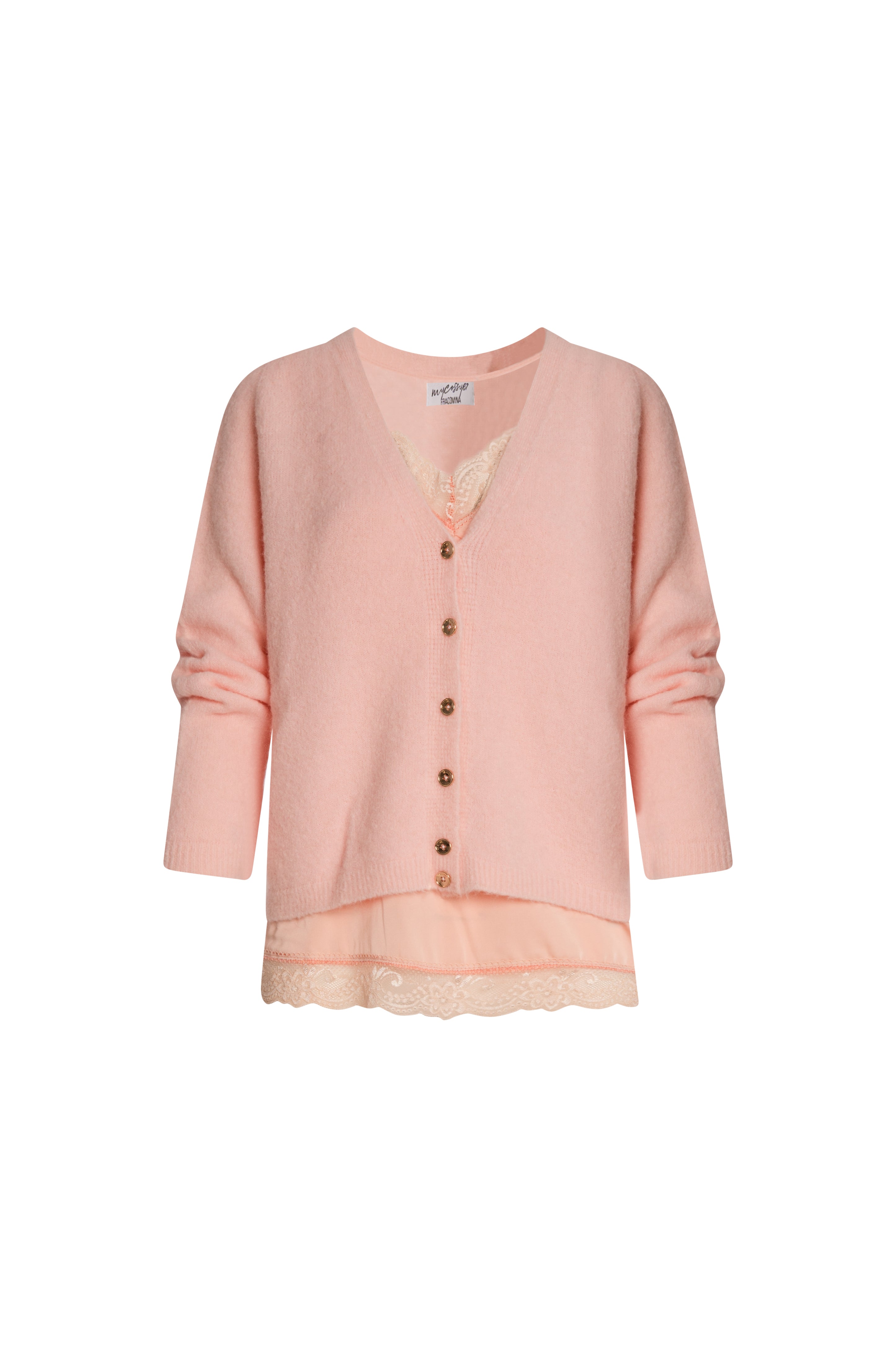 Cardigan regular con top lingerie in raso e pizzo FZ26WTW002K57301-K61 Fracomina