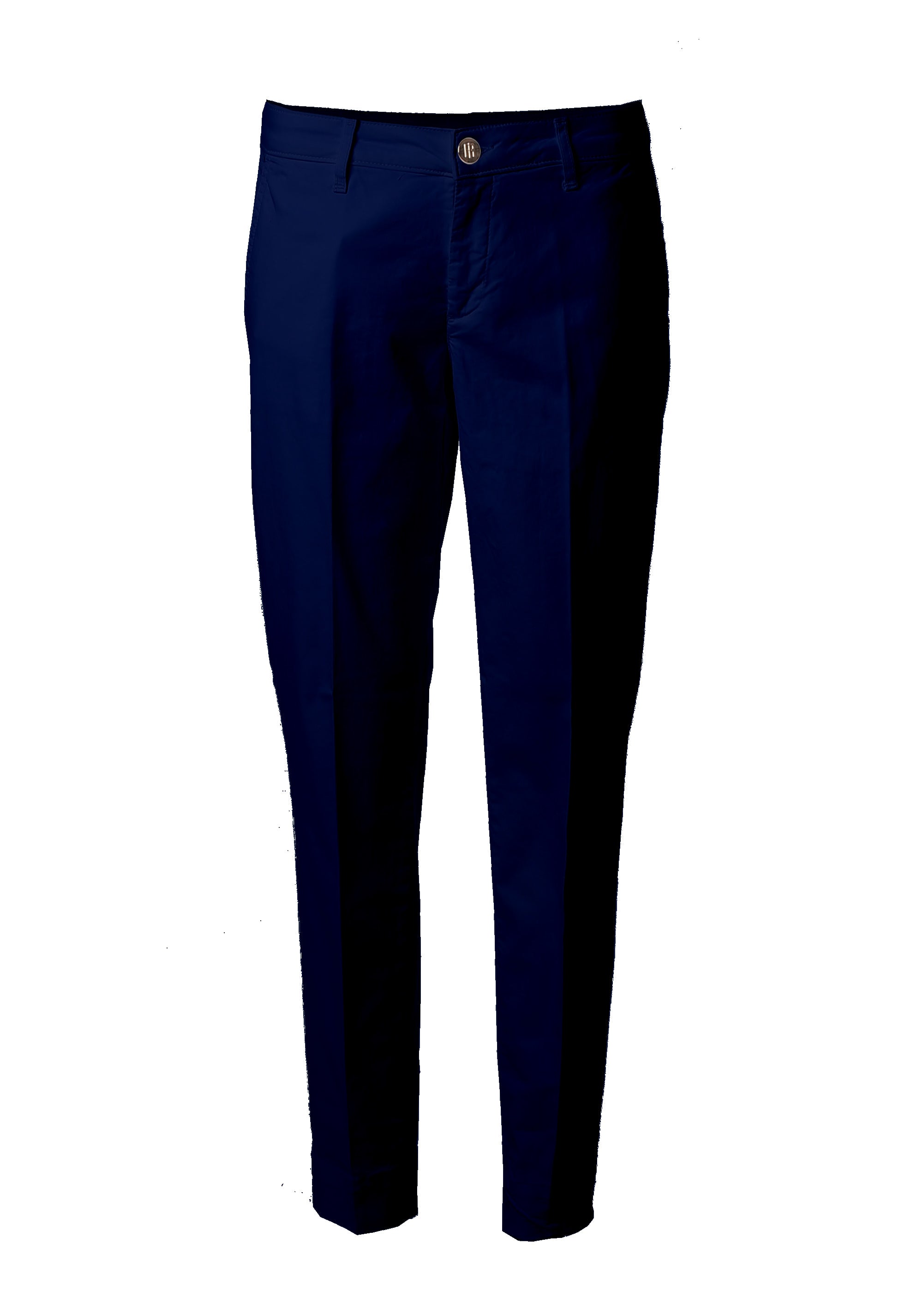 Pantaloni Straight Leg a Vita Alta con Dettagli Gold