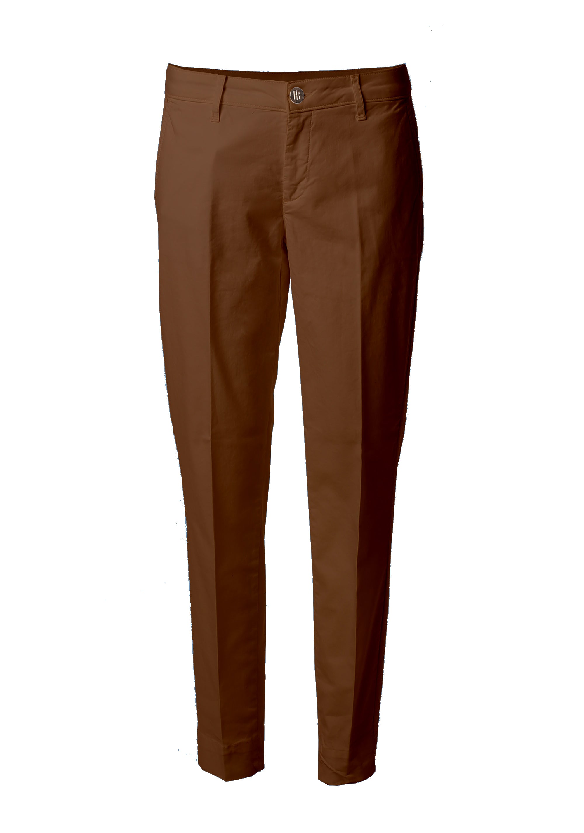Pantaloni Straight Leg a Vita Alta con Dettagli Gold
