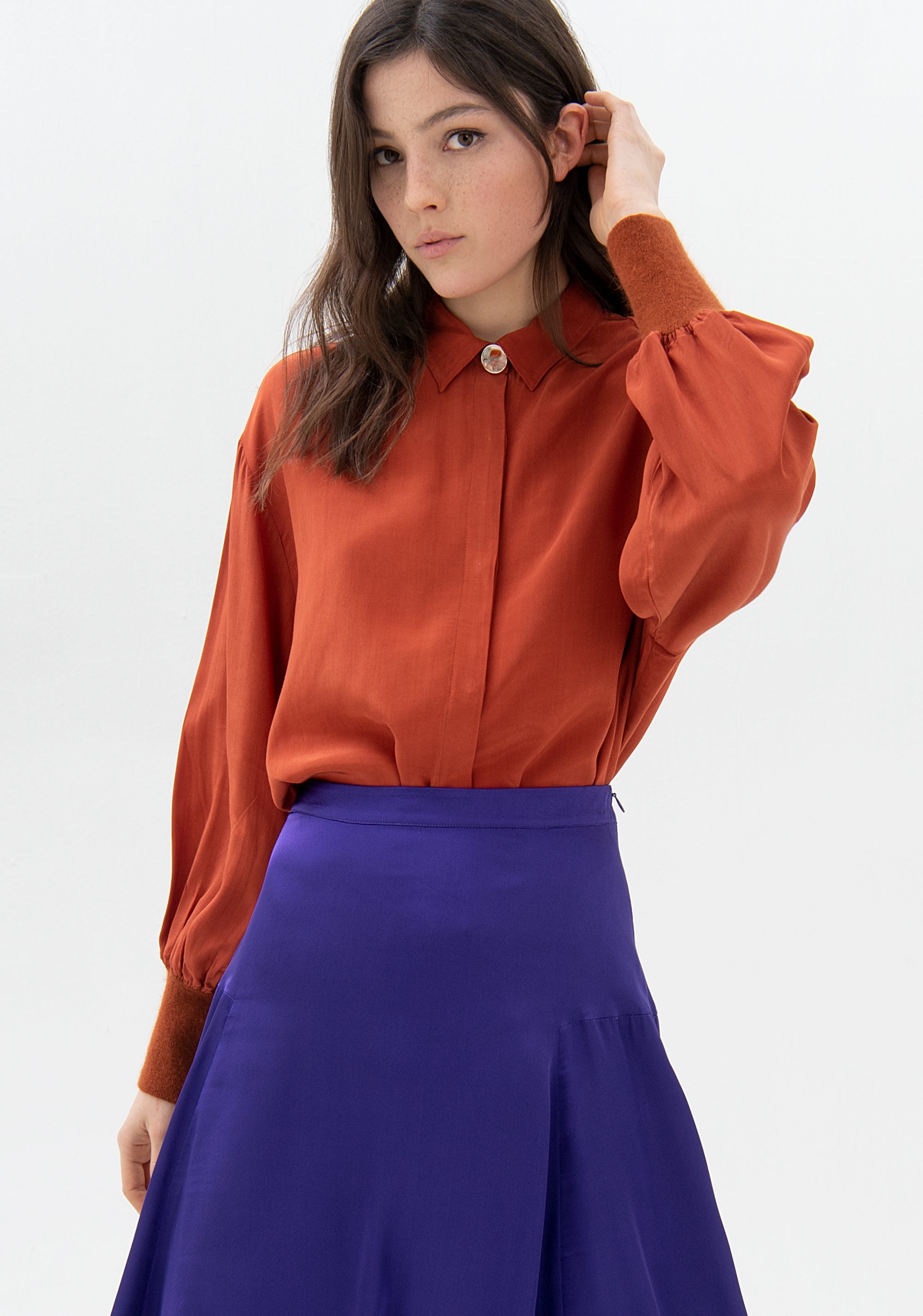 Gonna flare midi in raso