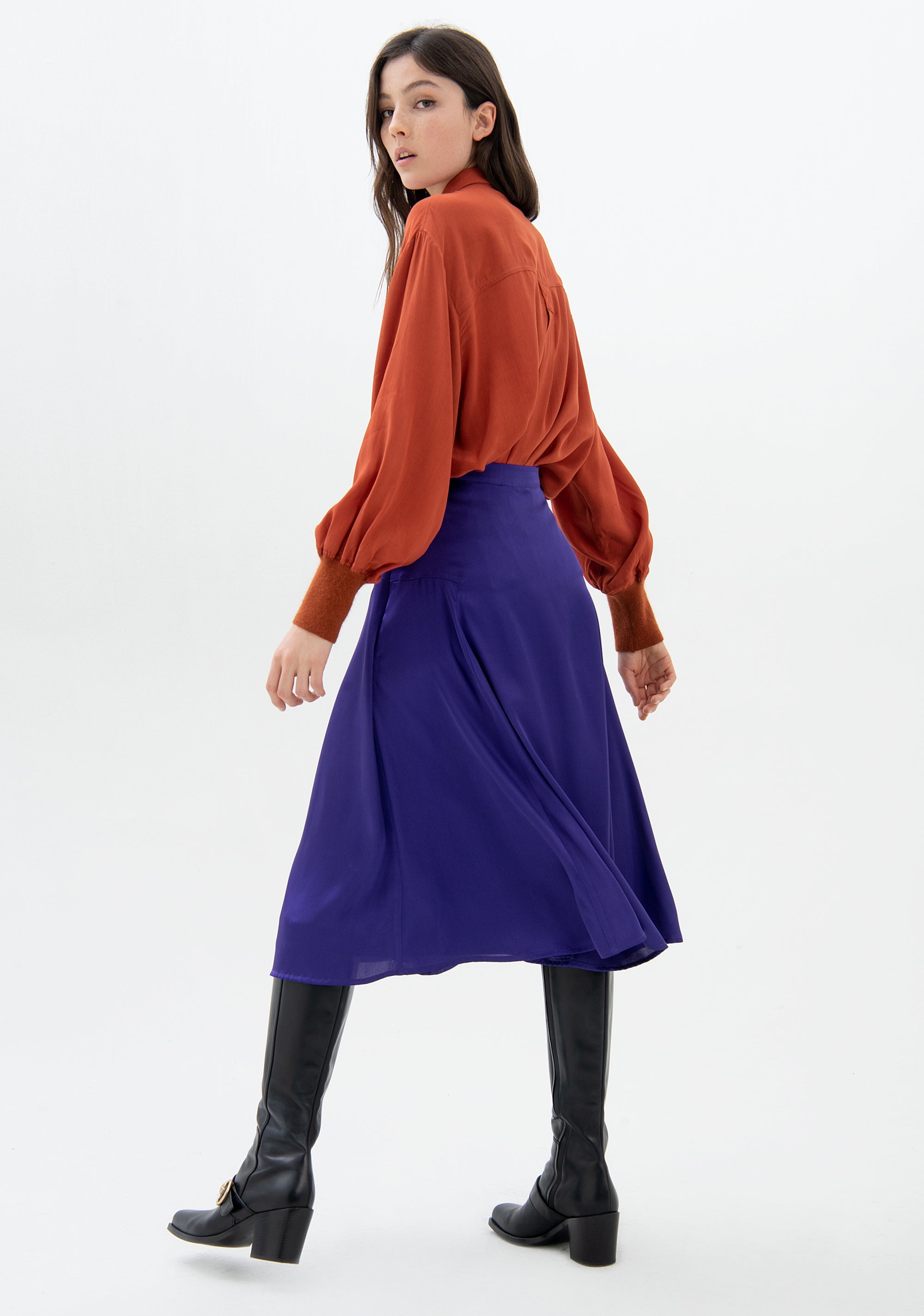 Gonna flare midi in raso