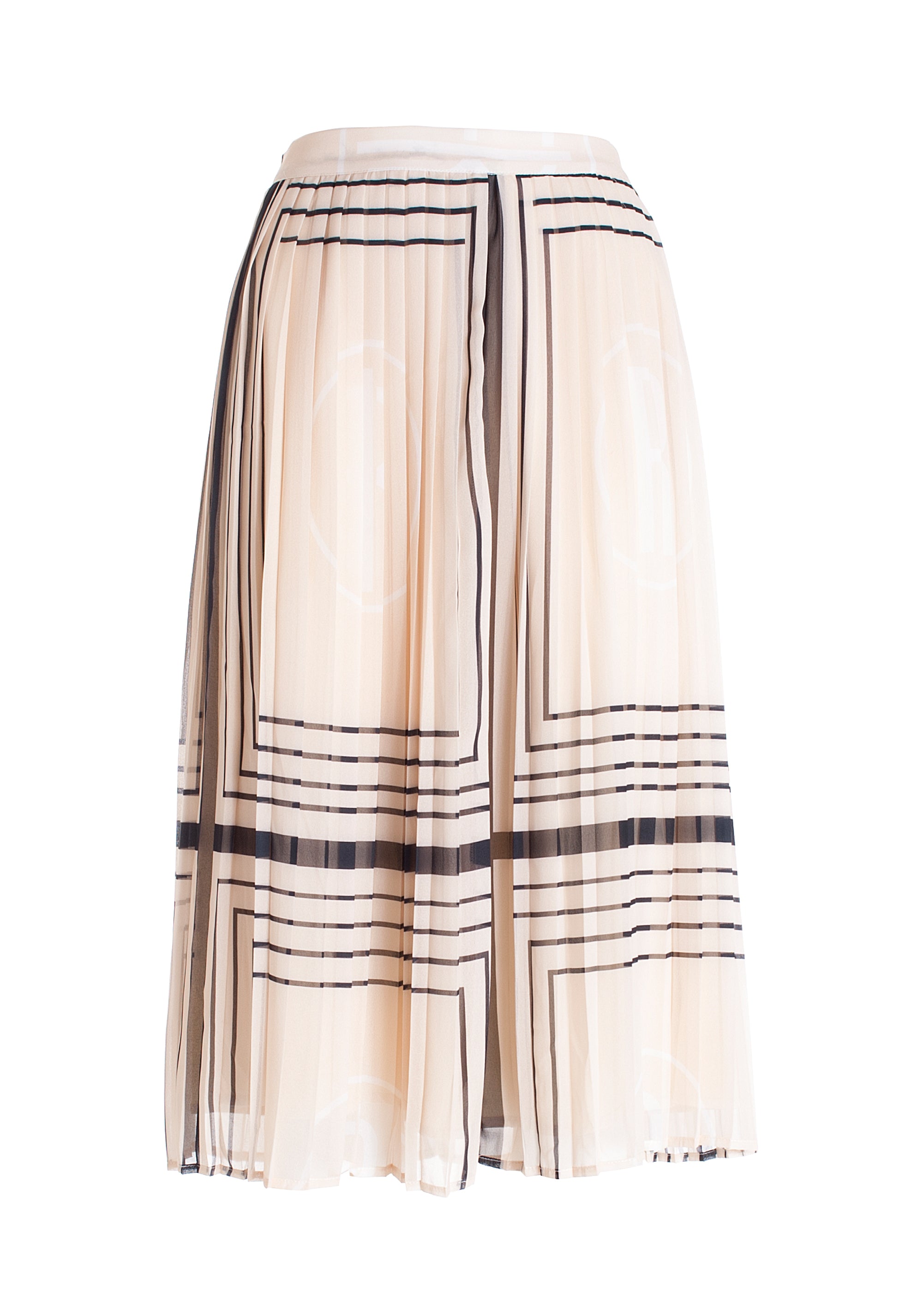 Gonna flare in georgette con fantasia geometrica