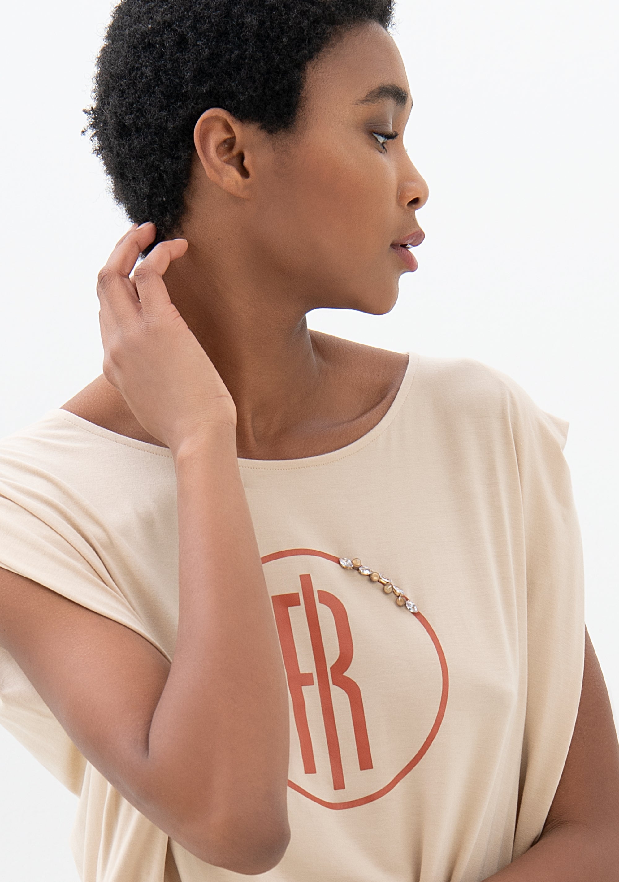 T-shirt ampia in jersey in modal stretch
