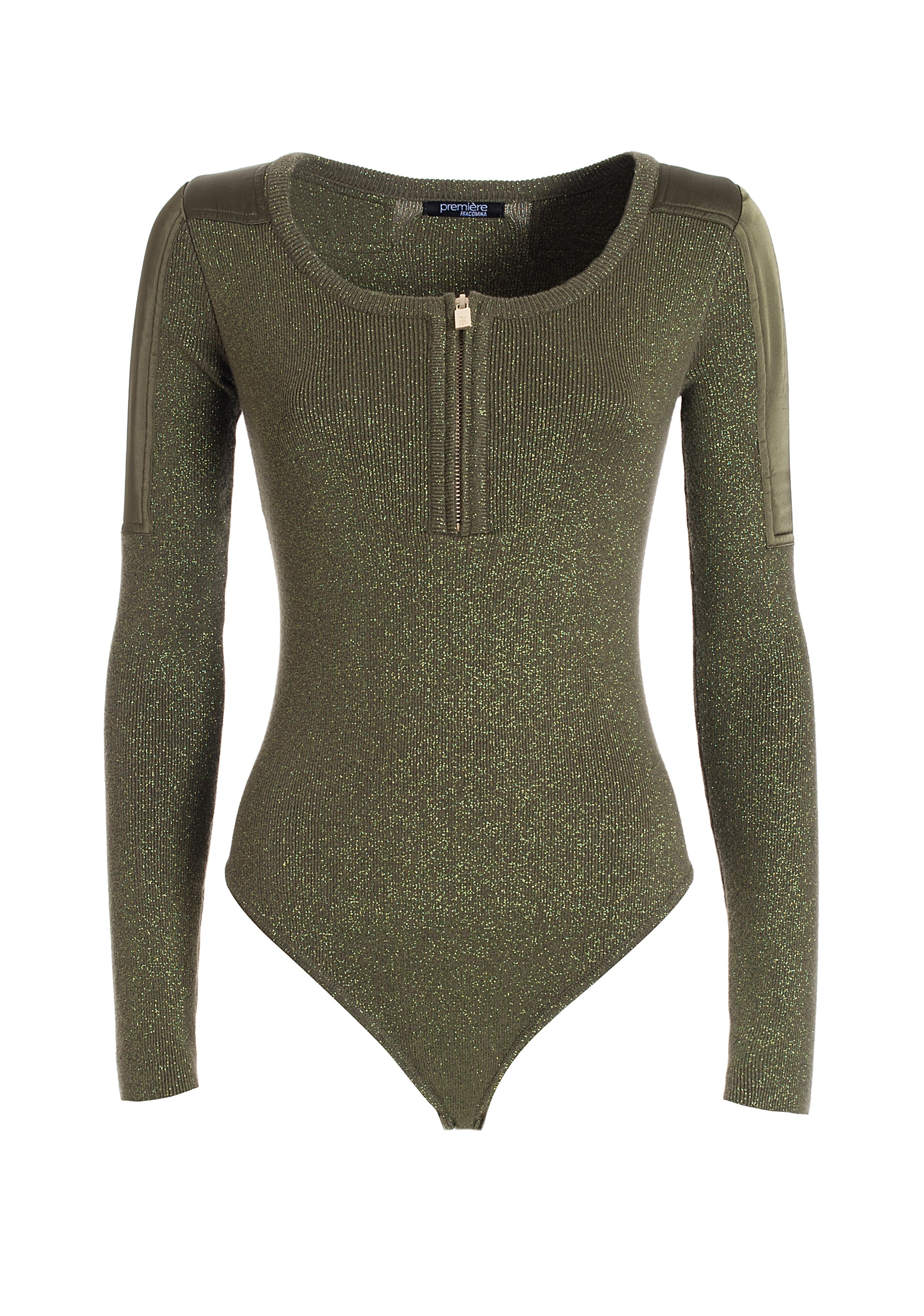 Body aderente in maglia con lurex